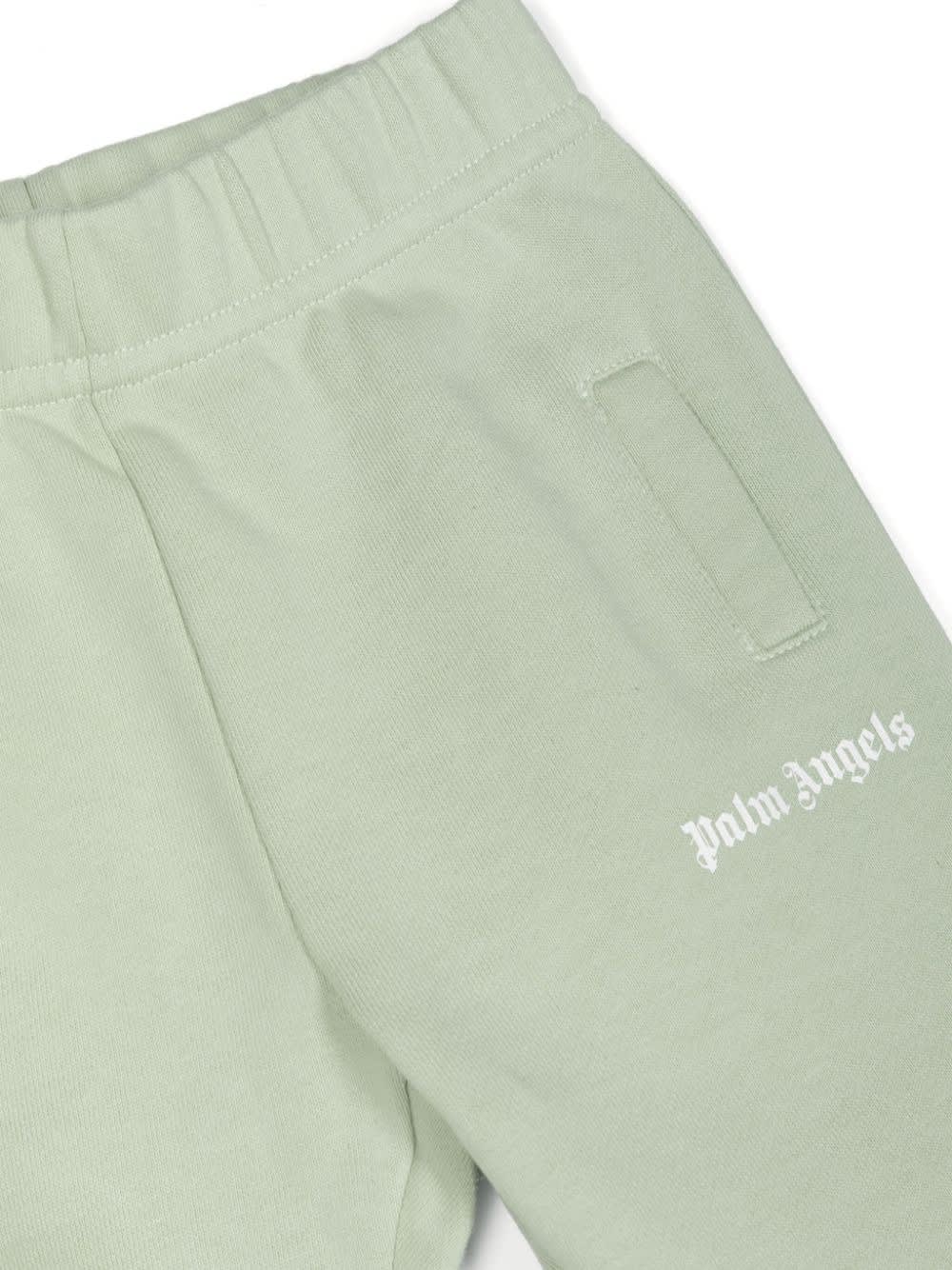 Shop Palm Angels Light Green Cotton Joggers With Logo