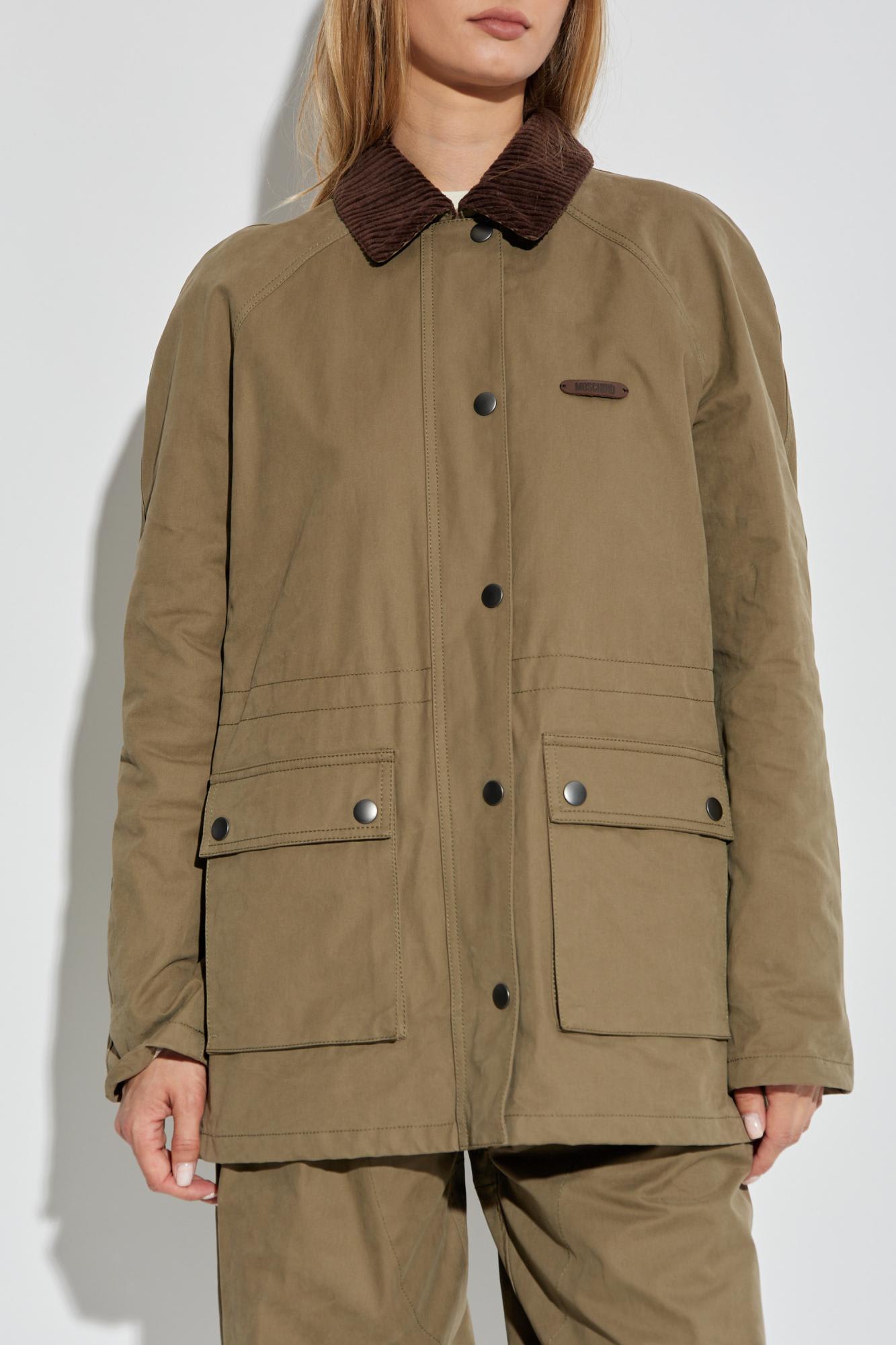 Moschino Corduroy-collar Utility Jacket In Brown