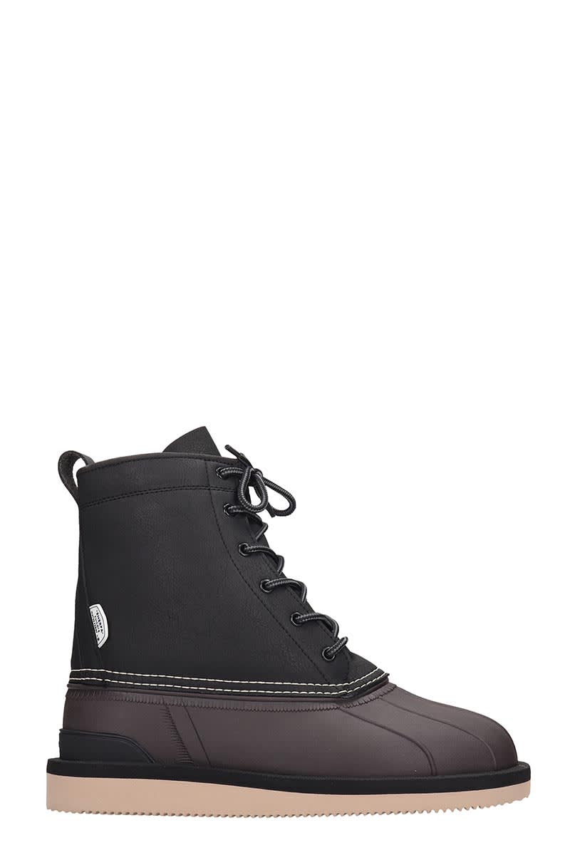 SUICOKE Alal Combat Boots In Black Tech/synthetic