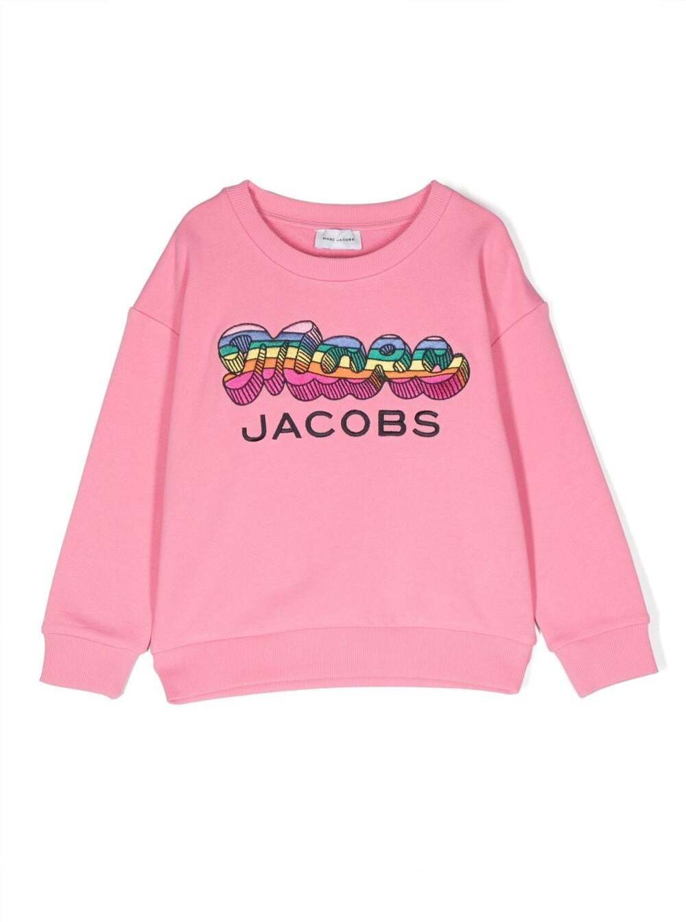 MARC JACOBS PINK CREWNECK SWEATSHIRT WITH EMBROIDERED LOGO IN COTTON GIRL