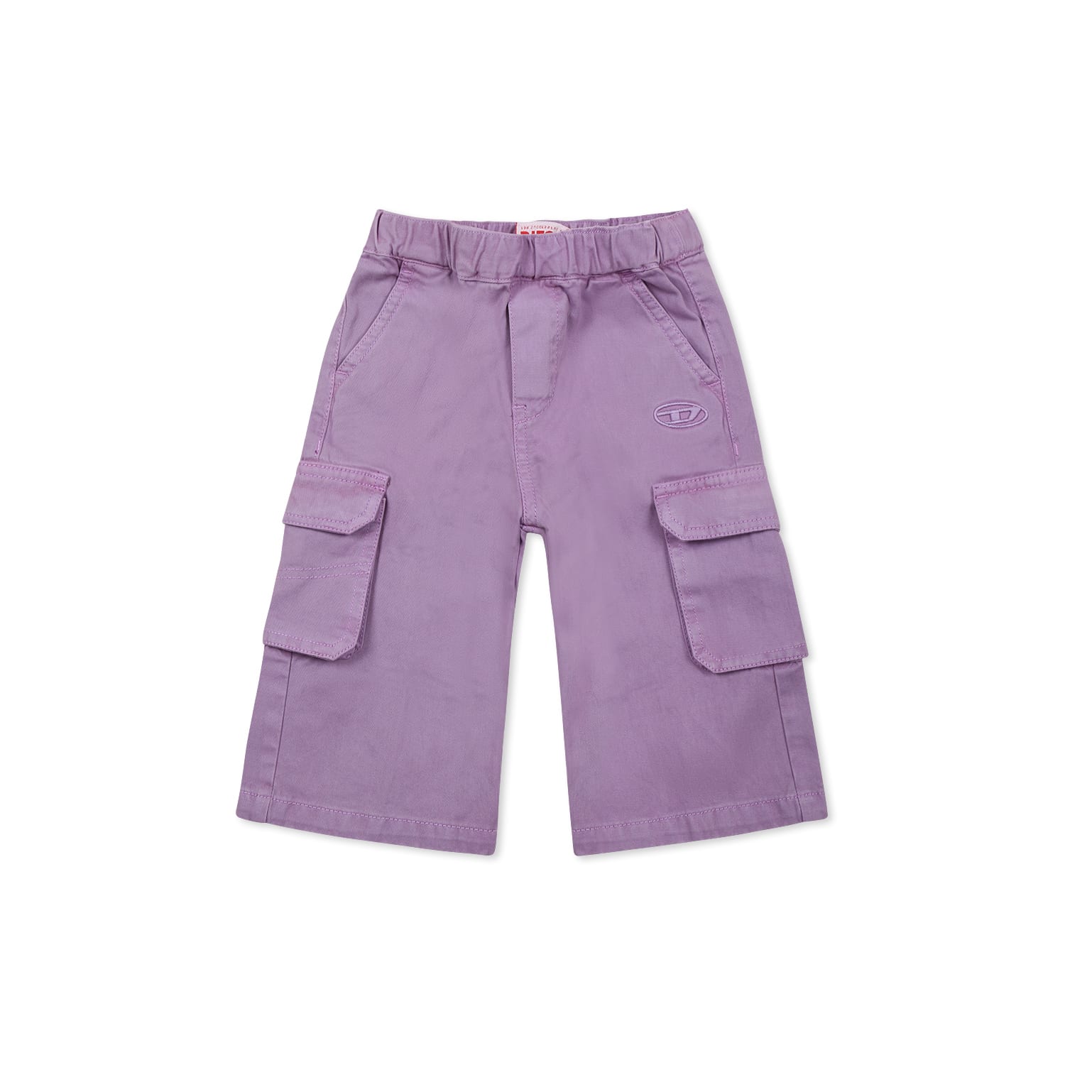 Diesel Purple Trousers For Baby Girl With Logo In Violet