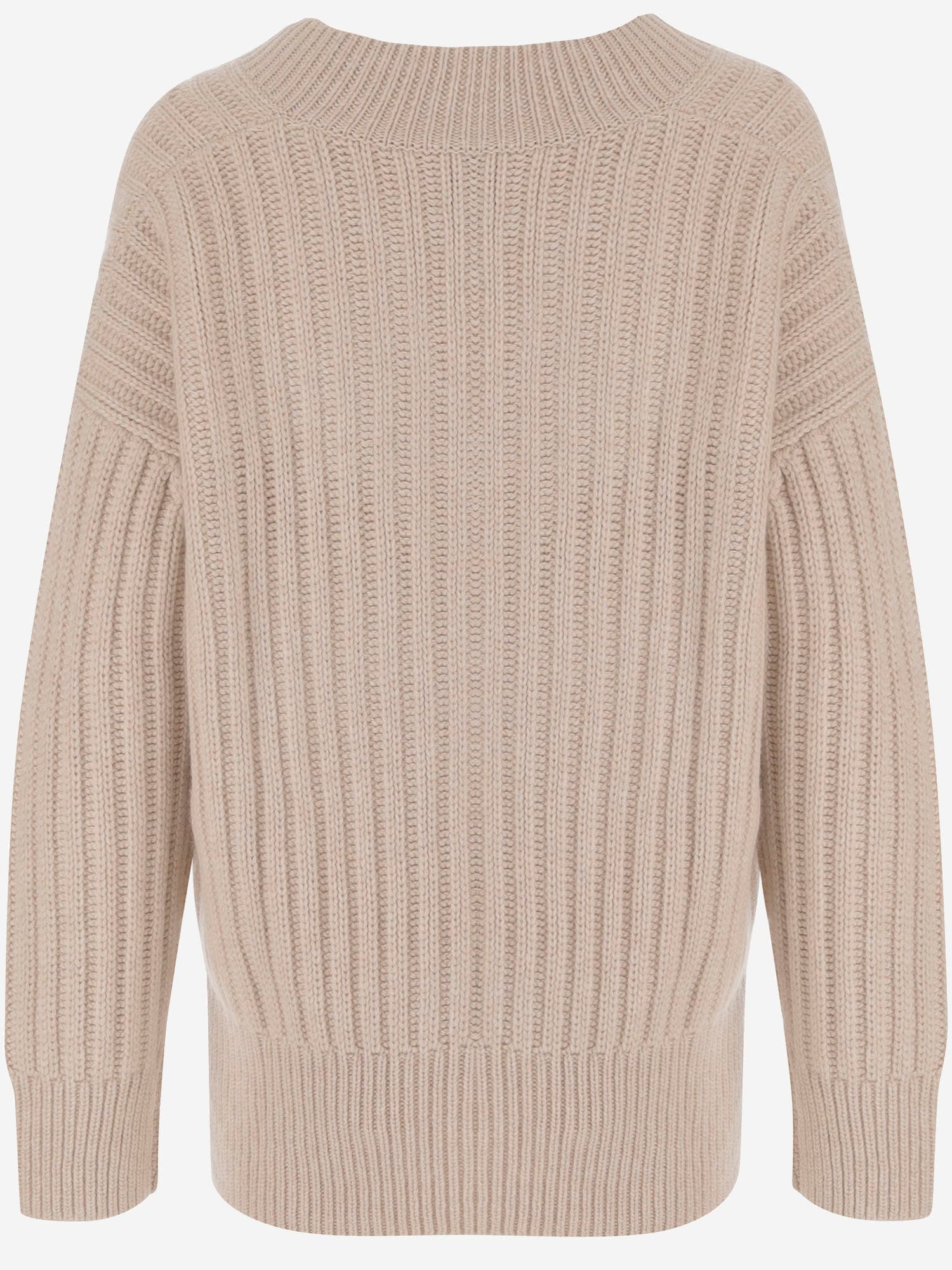 Allude V-neck Cashmere Sweater With Rib Knitting And Elasticized Edges In Gray