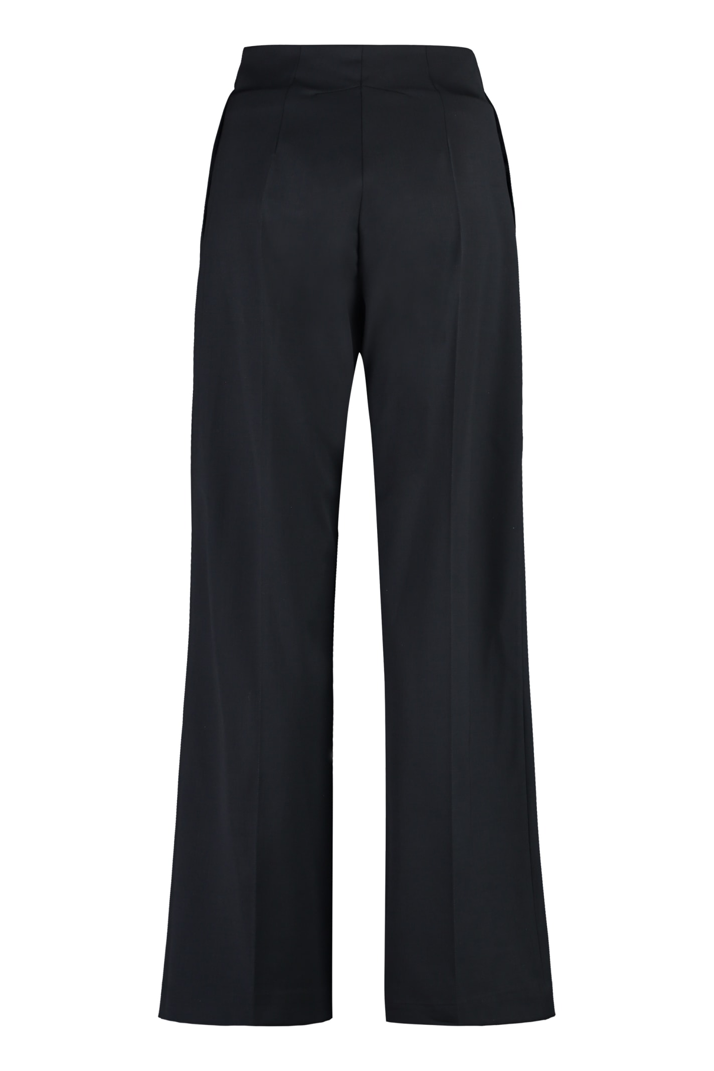Patou Wide Leg High Waist Trousers With Belt Loops In Black