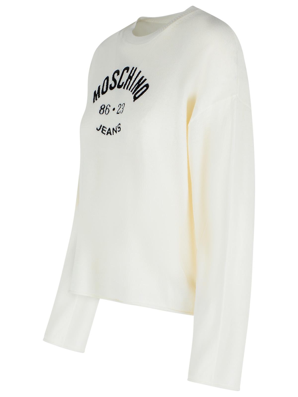 Moschino Jeans Ivory Virgin Wool Sweater In Neutral