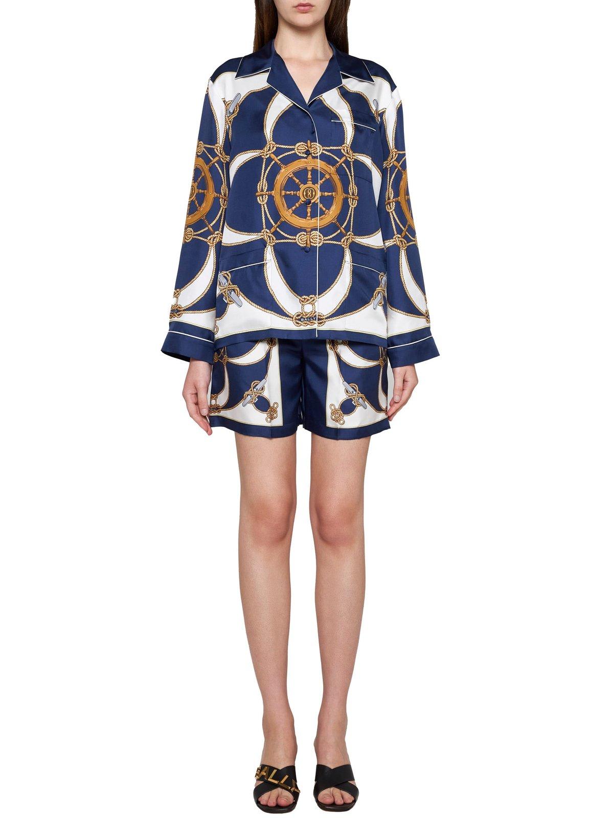 Shop Bally Mid-rise Helm-printed Shorts In Blue/white