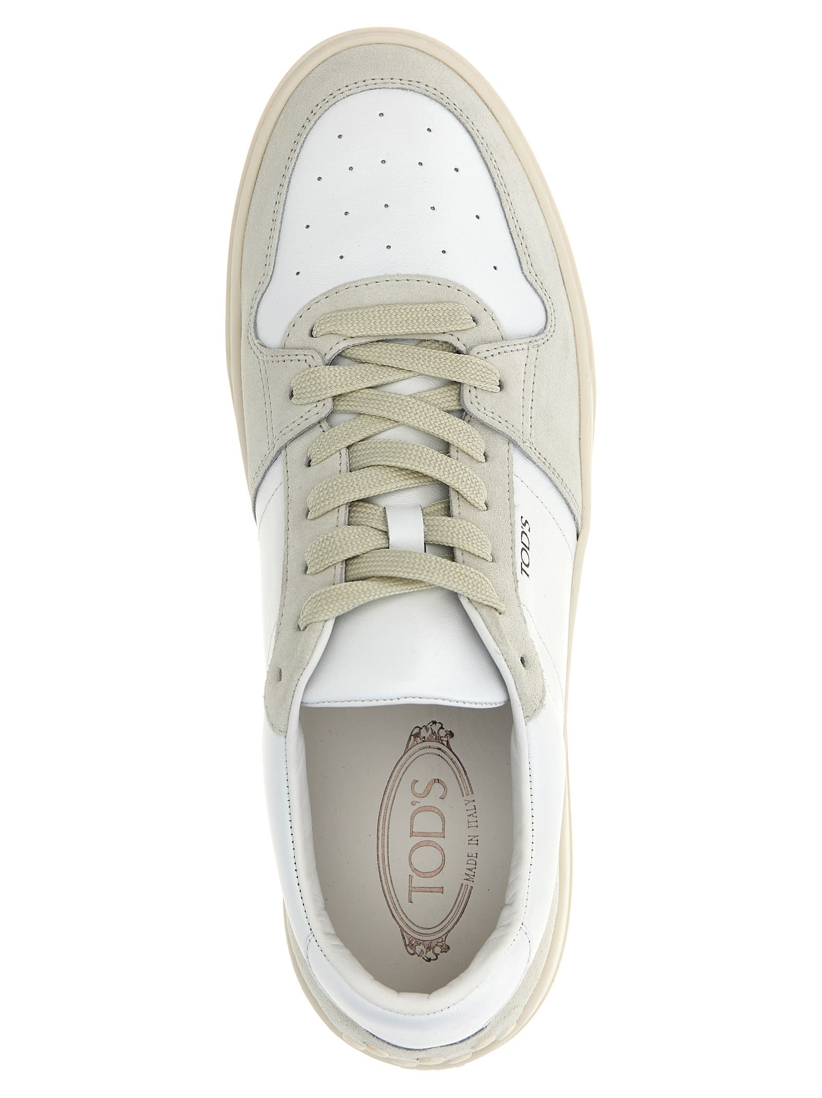 Shop Tod's Logo Sneakers In White/neutrals