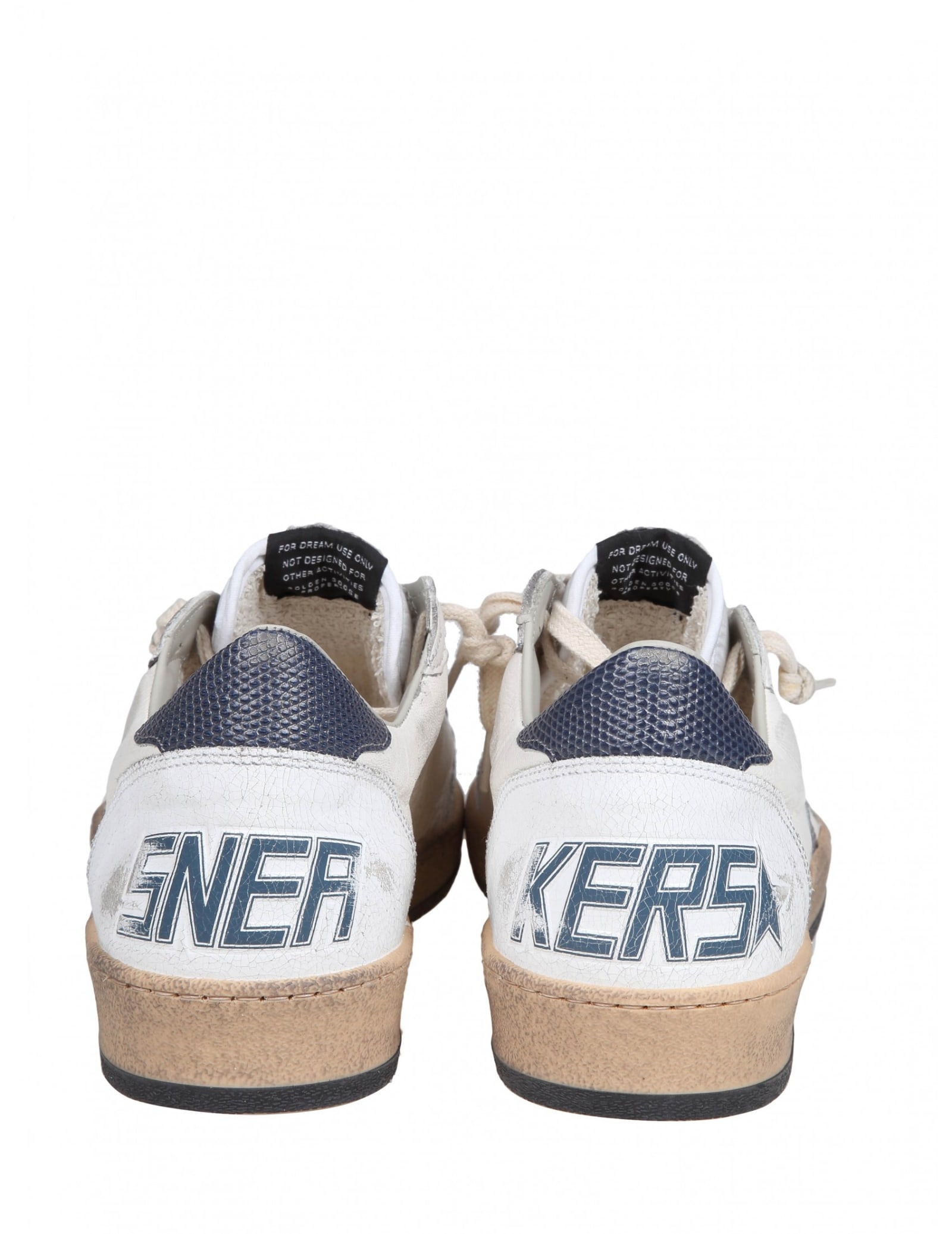 Shop Golden Goose Ball Star In Nappa With Lizard Print Star In White/blue