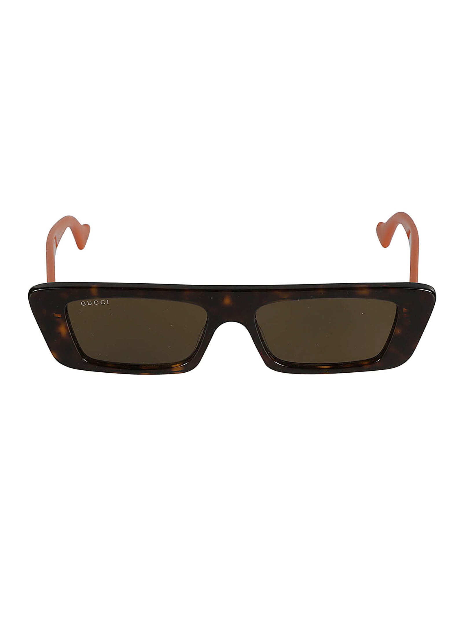 Shop Gucci Rectangle Flat Sunglasses In Orange/brown