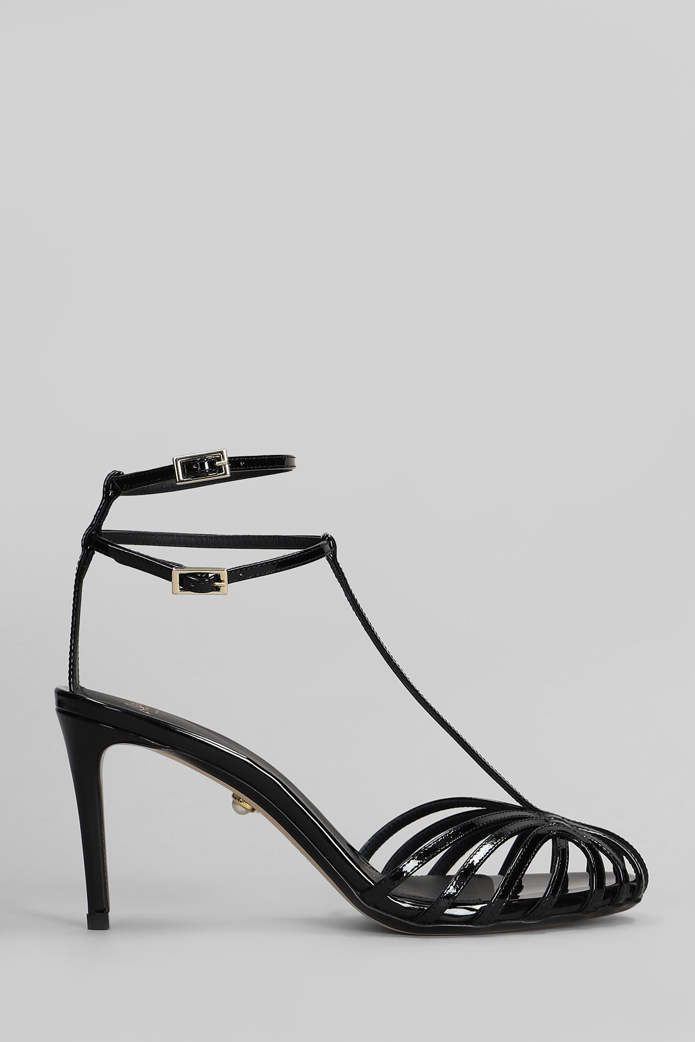 Anna 80 Sandals In Black Patent Leather