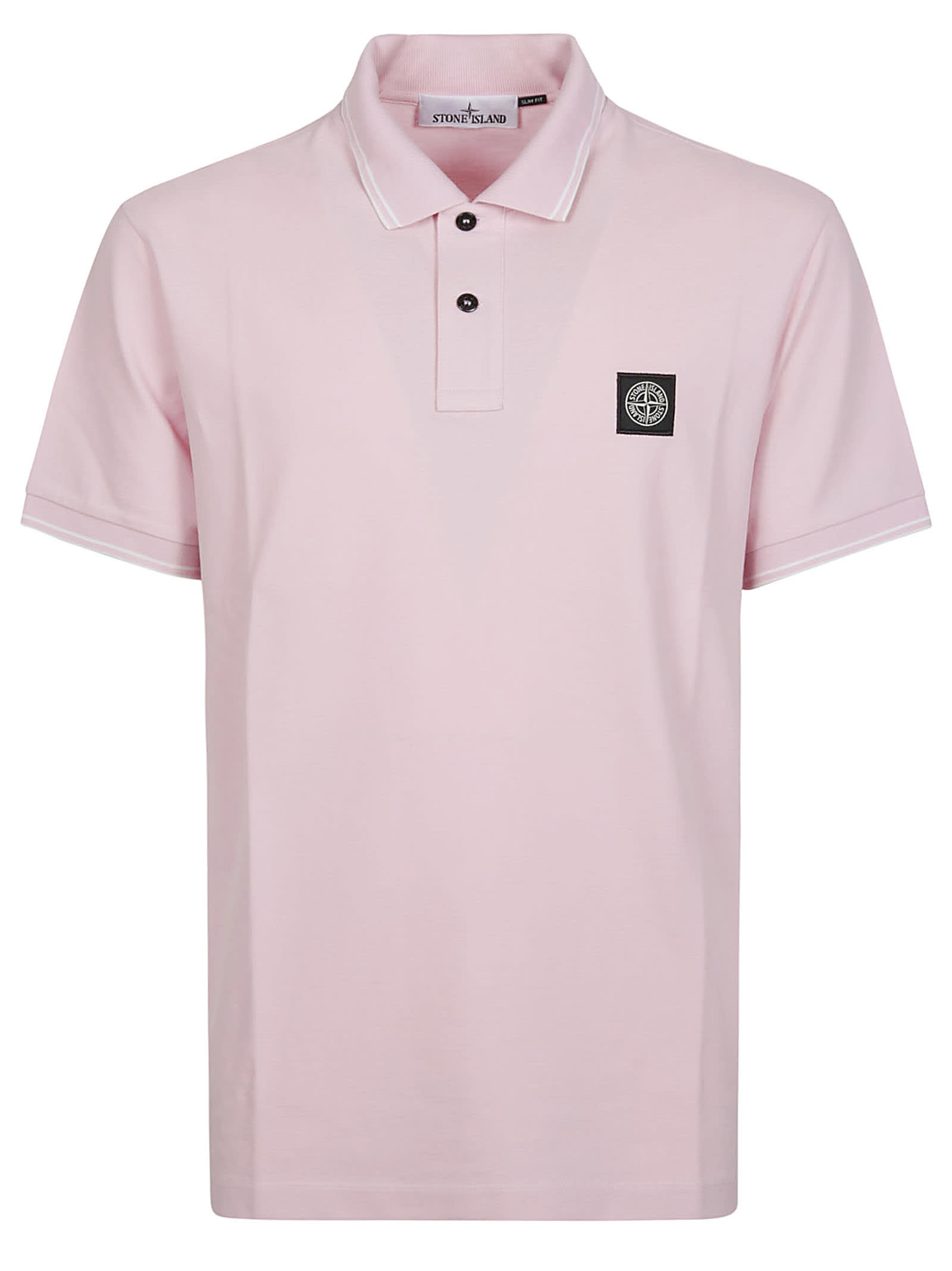 Stone Island Short Sleeve Slim Polo Shirt In Pink