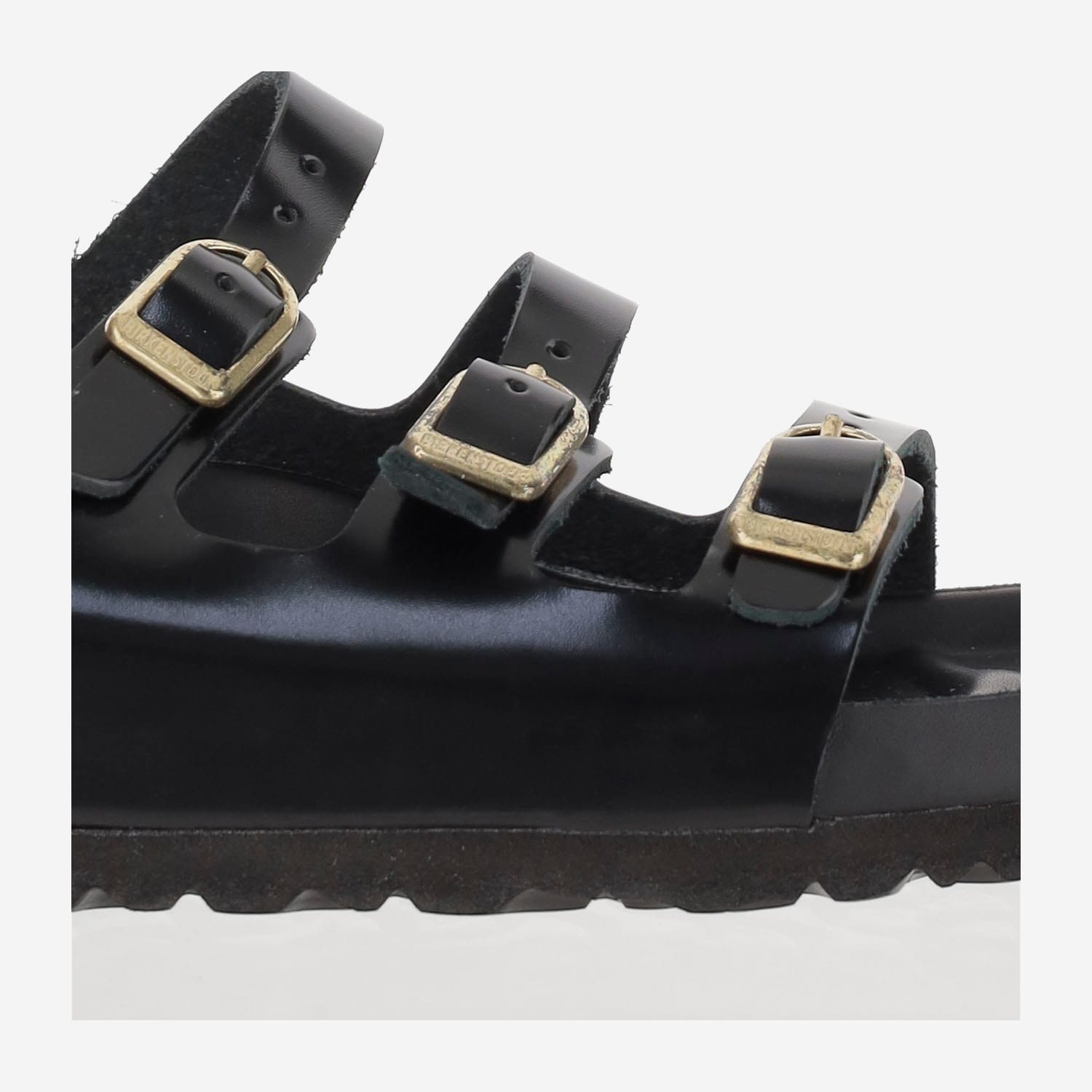 Birkenstock Slide Florida Dbuckle Exquisite Lucida Nera In Multi