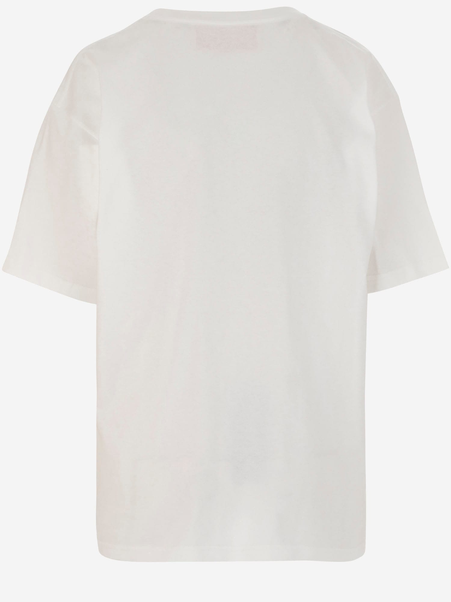 Valentino Cotton Slogan Print Drop Shoulder T-shirt In White