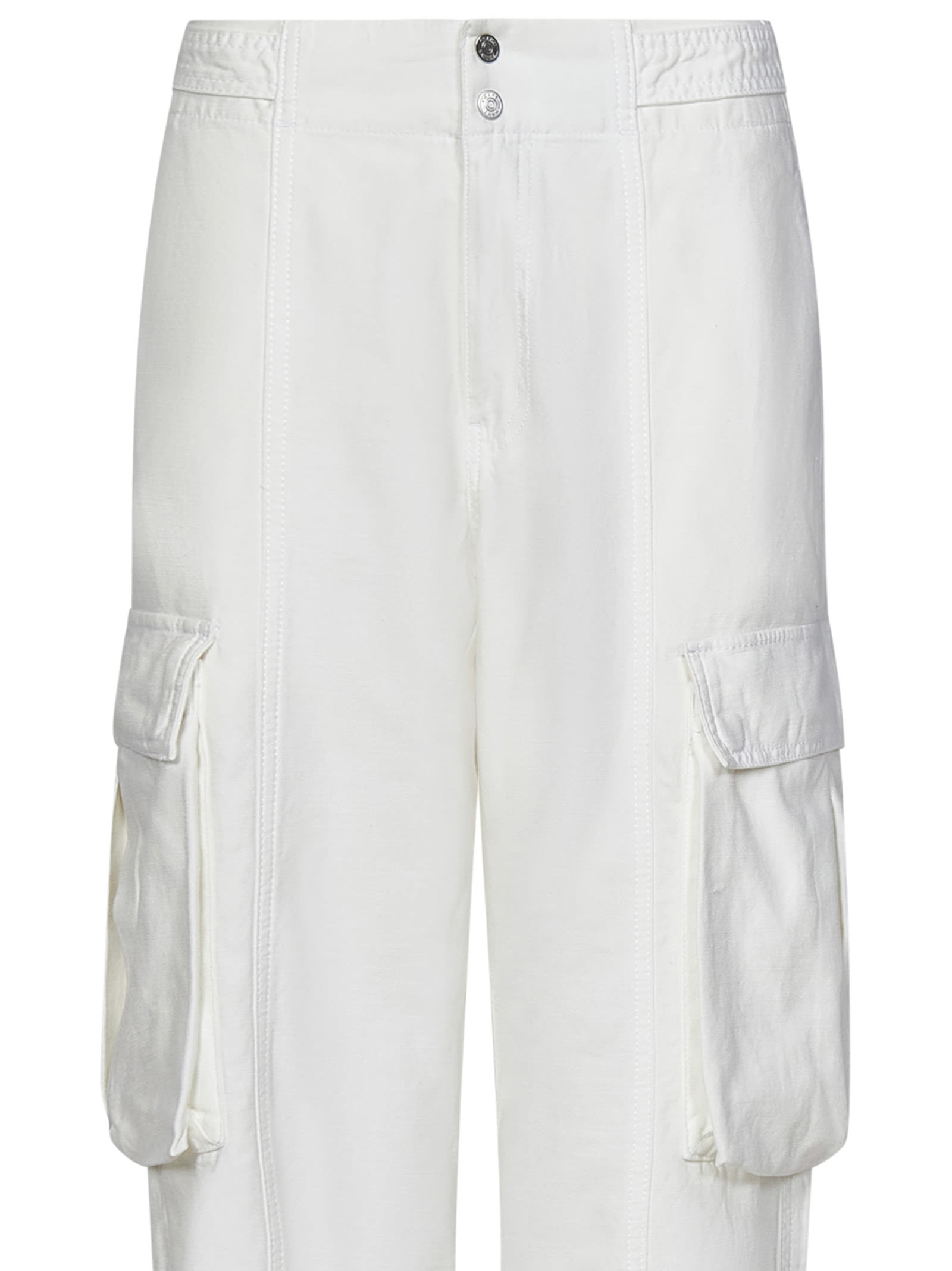 Shop Frame Wide Leg Cargo Trousers In White