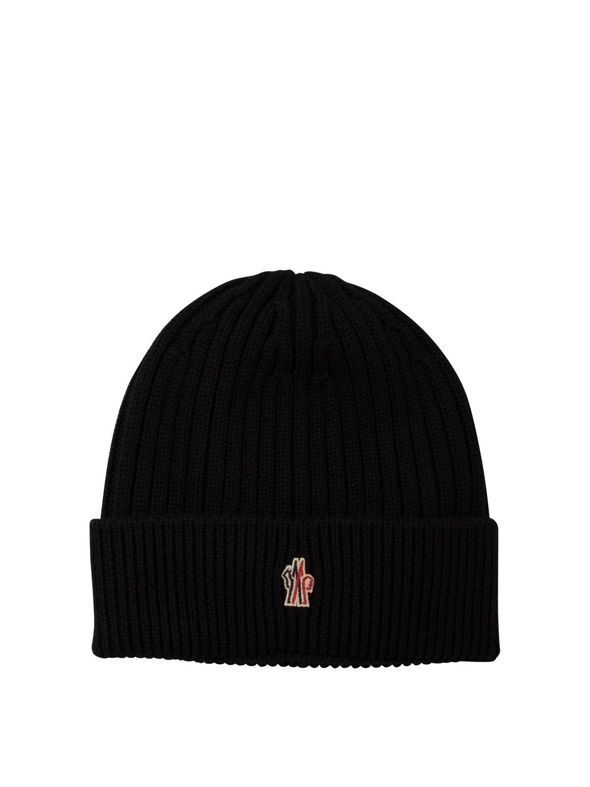 Shop Moncler Logo Embroidered Knit Beanie