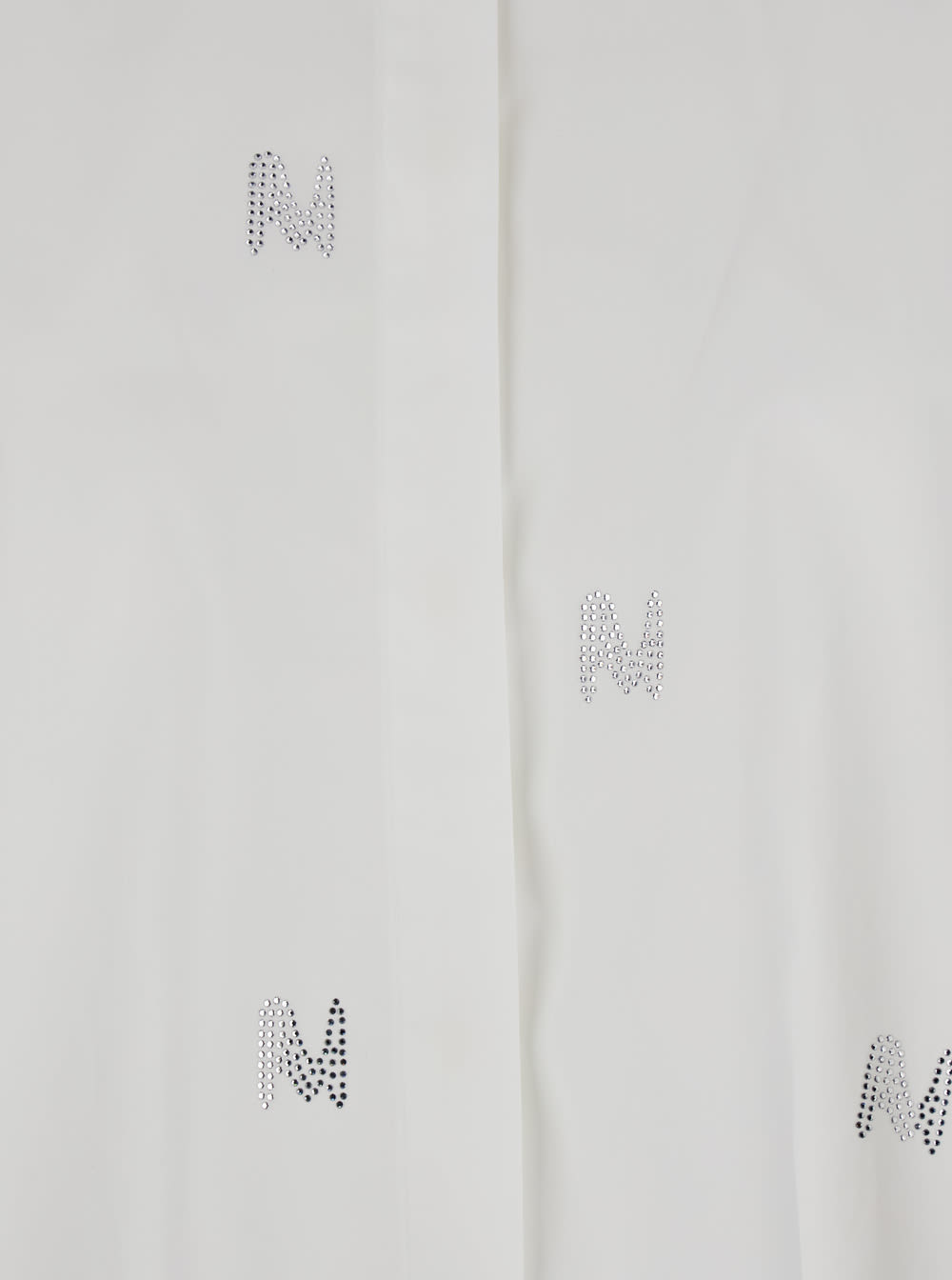 Shop Msgm White Oversized Shirt With Rhinestone Logo In Cotton Woman