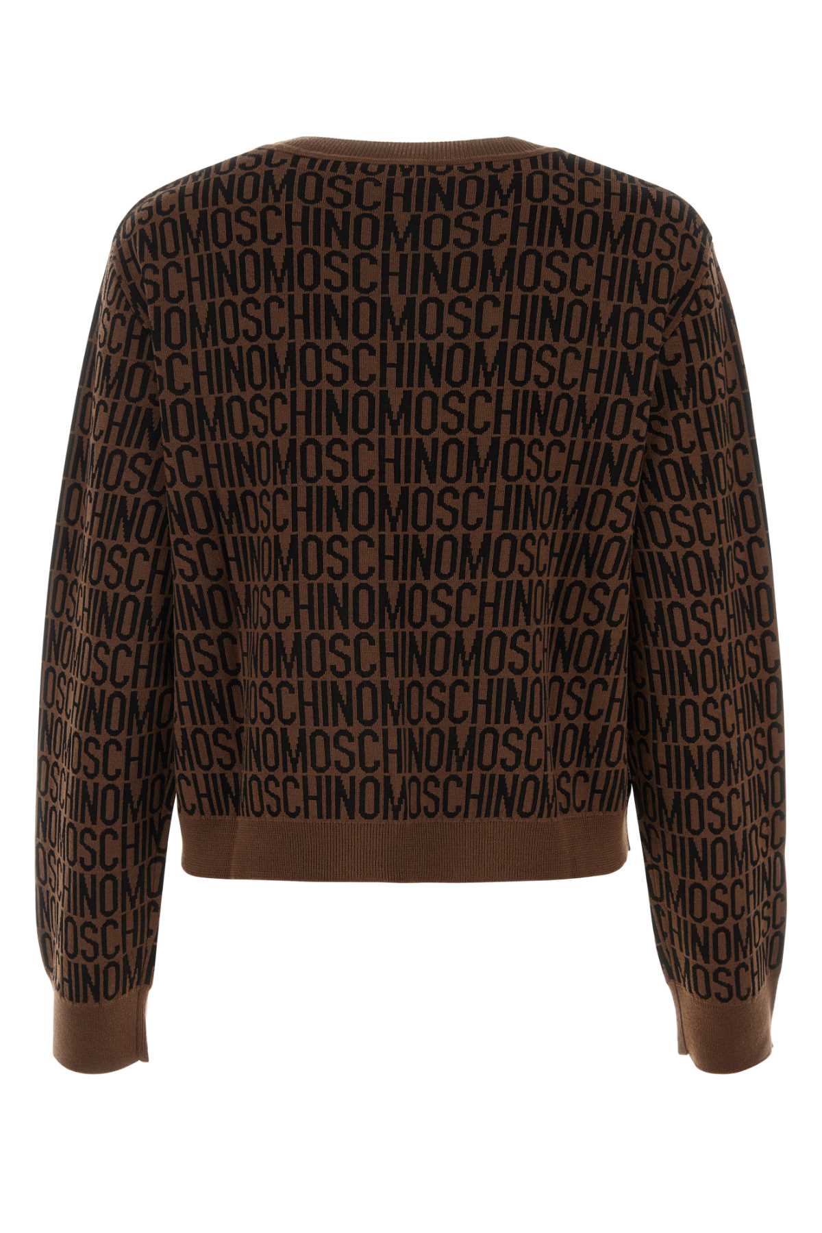 Shop Moschino Embroidered Viscose Sweater In Marrone