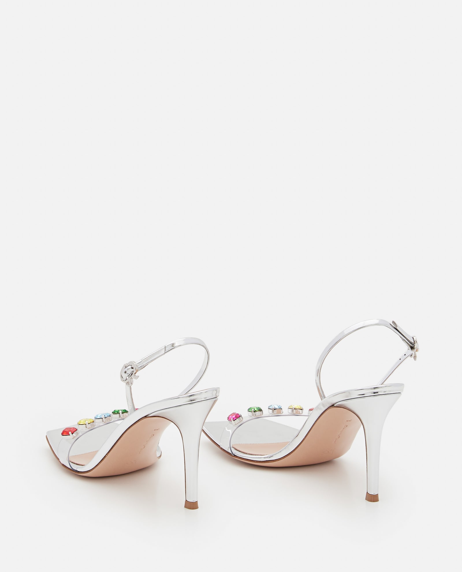 Gianvito Rossi Crystal Embellished Transparent Strap Sandals In Grey