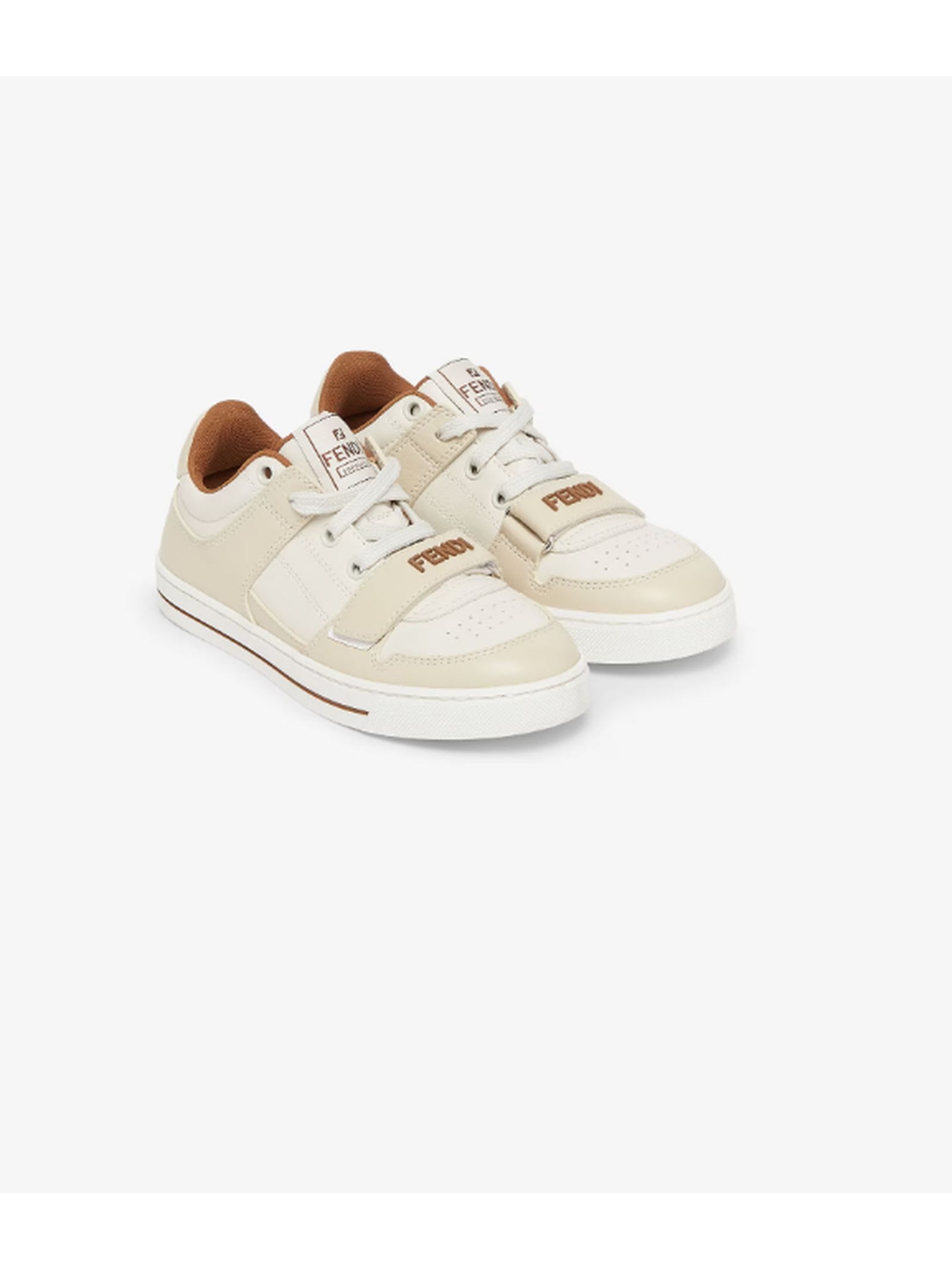 Shop Fendi Kids Sneakers White