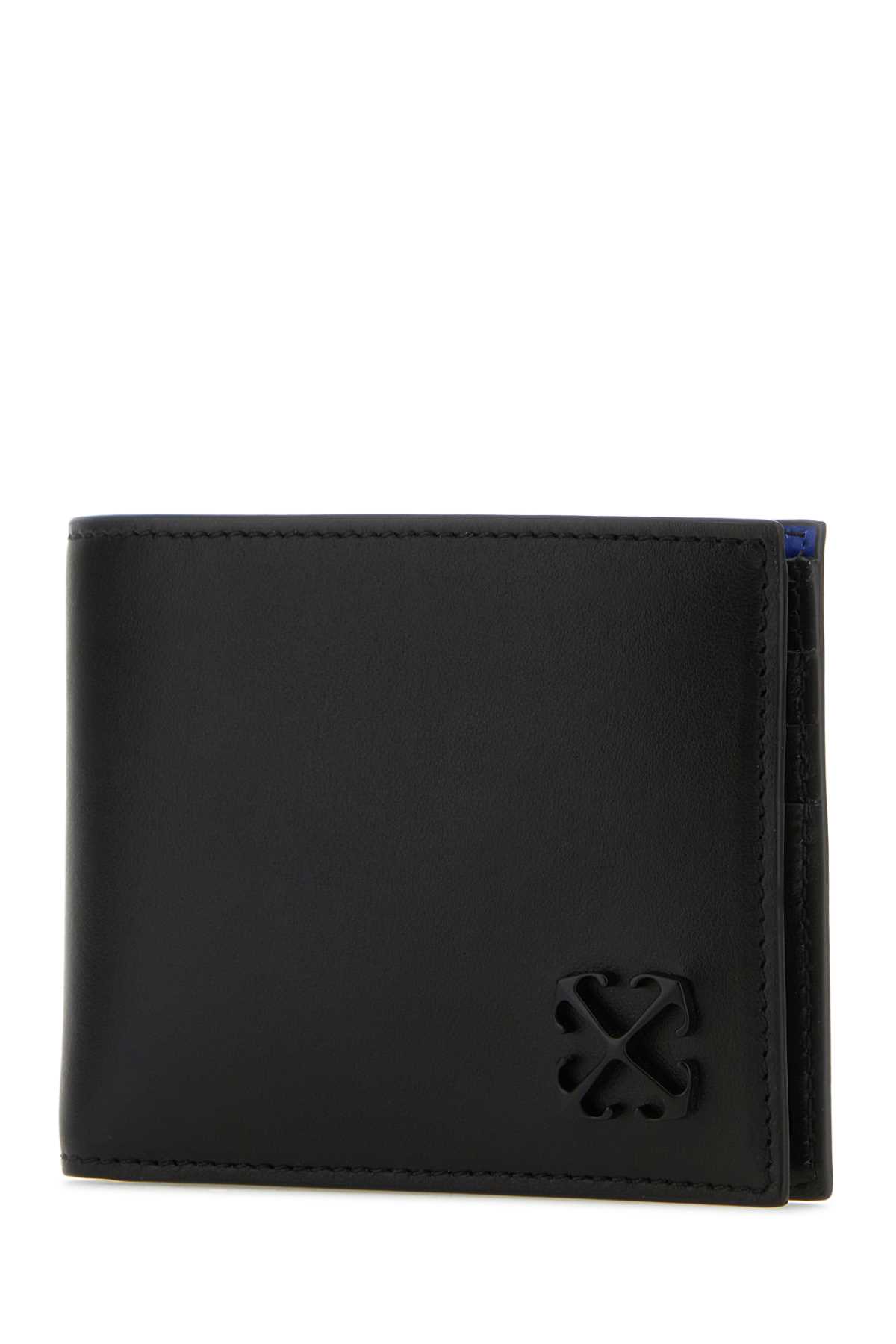 Shop Off-white Black Leather Wallet In Blackblue