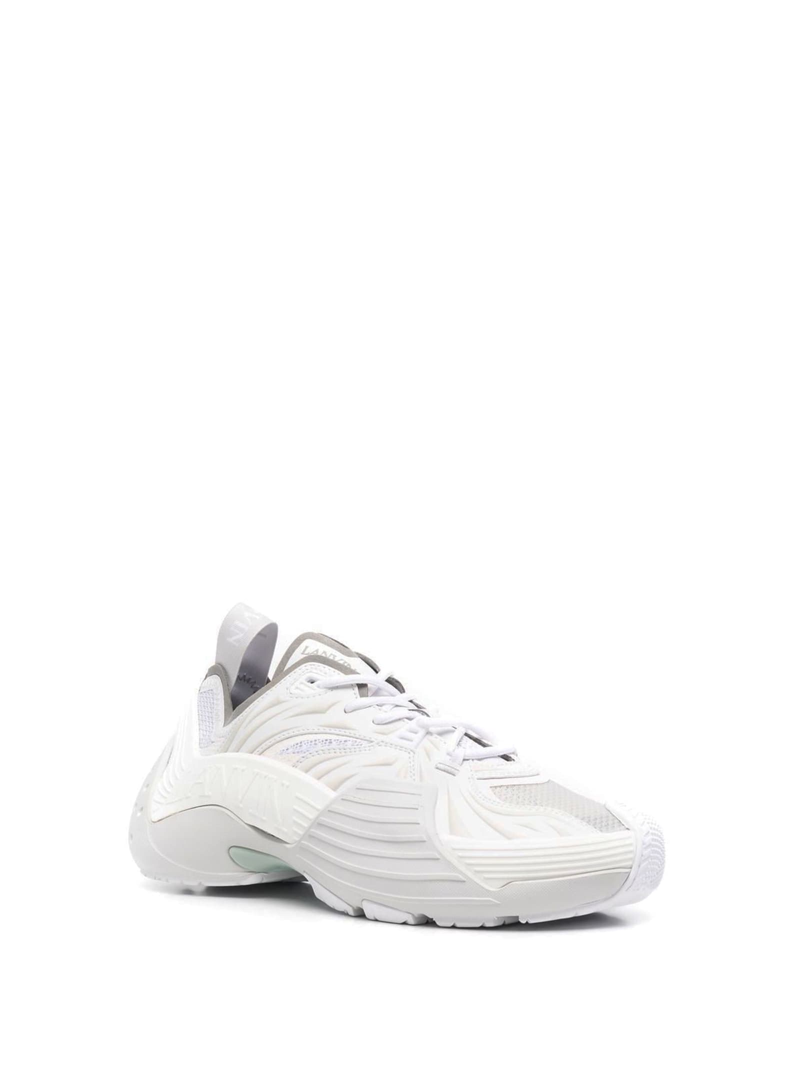 Lanvin Flash-x Mesh Upper Sneakers With Textured Panels In Bianco