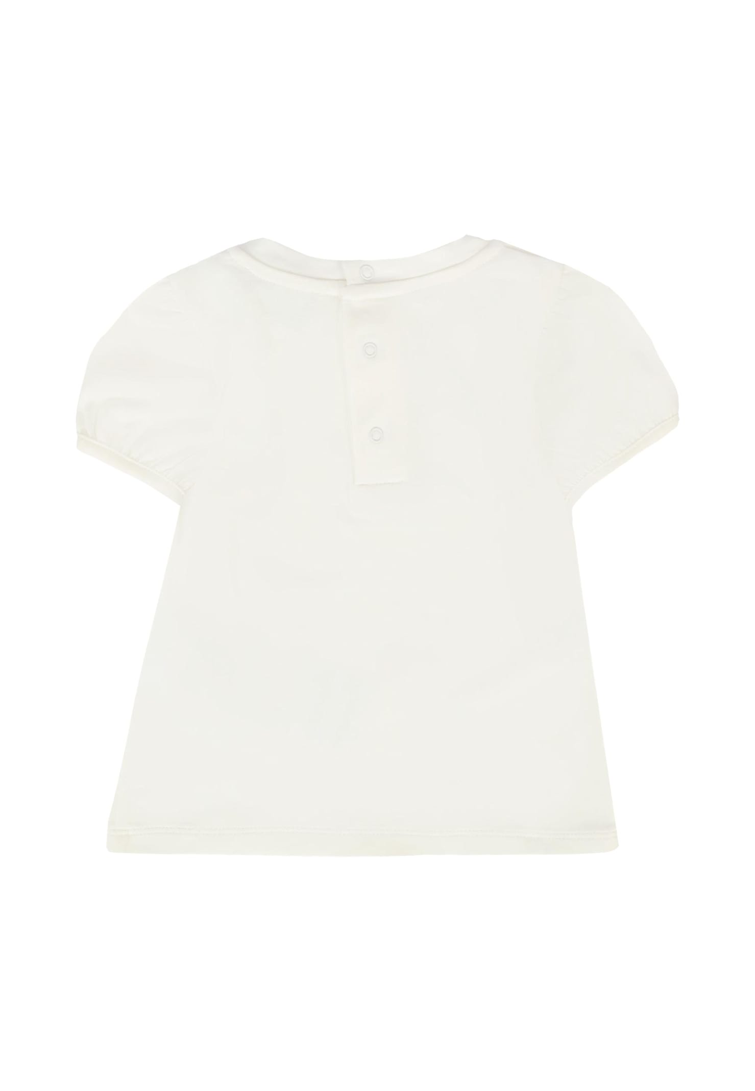 Moschino Ivory T-shirt For Baby Girl With Teddy Bear In White