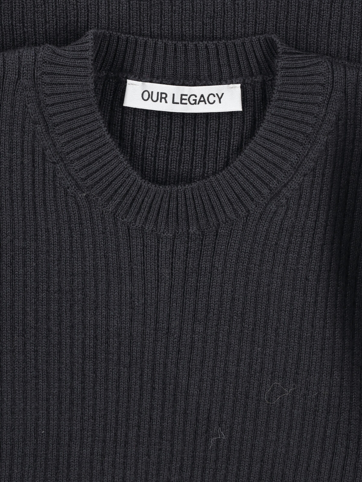 Our Legacy Slim Fit Long Sleeve Ribbed Crew Sweater In Black