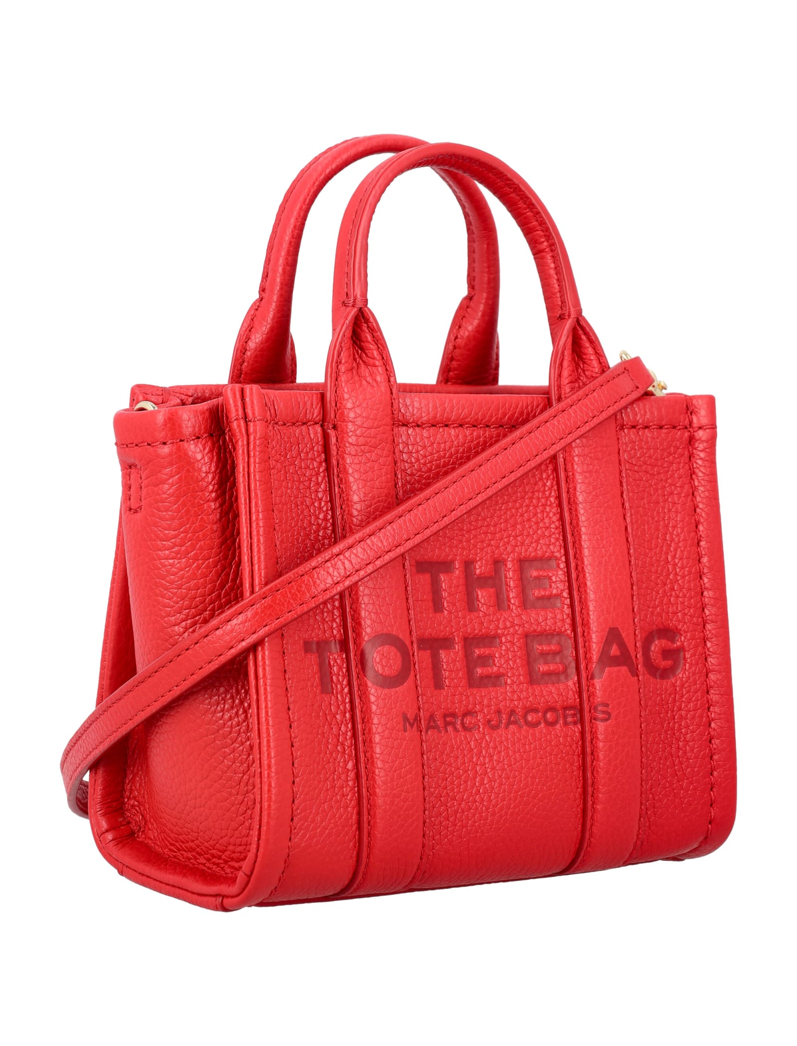 Shop Marc Jacobs The Mini Tote Leather Bag In True Red