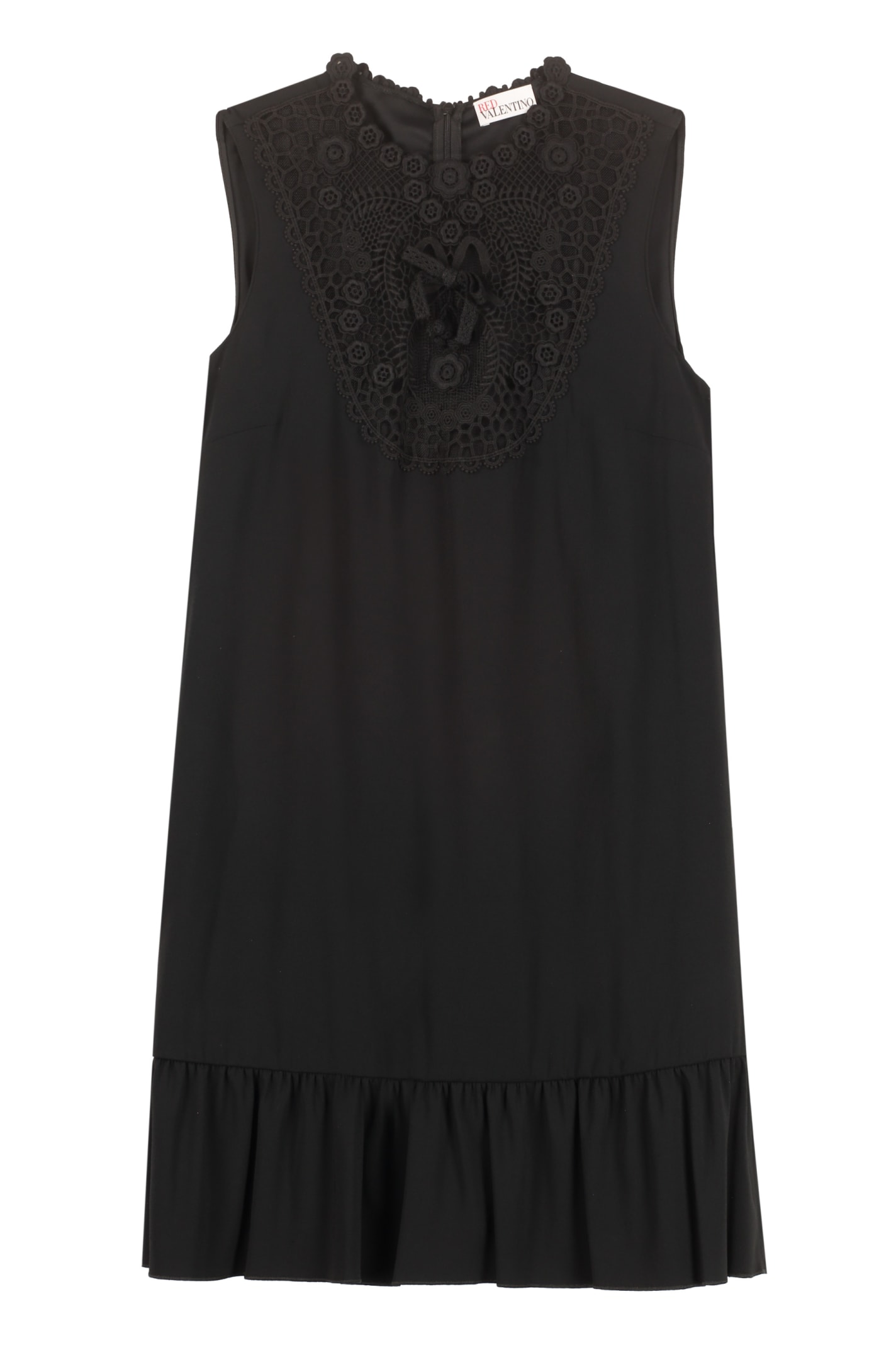 Red Valentino Lace Detail Dress In Black