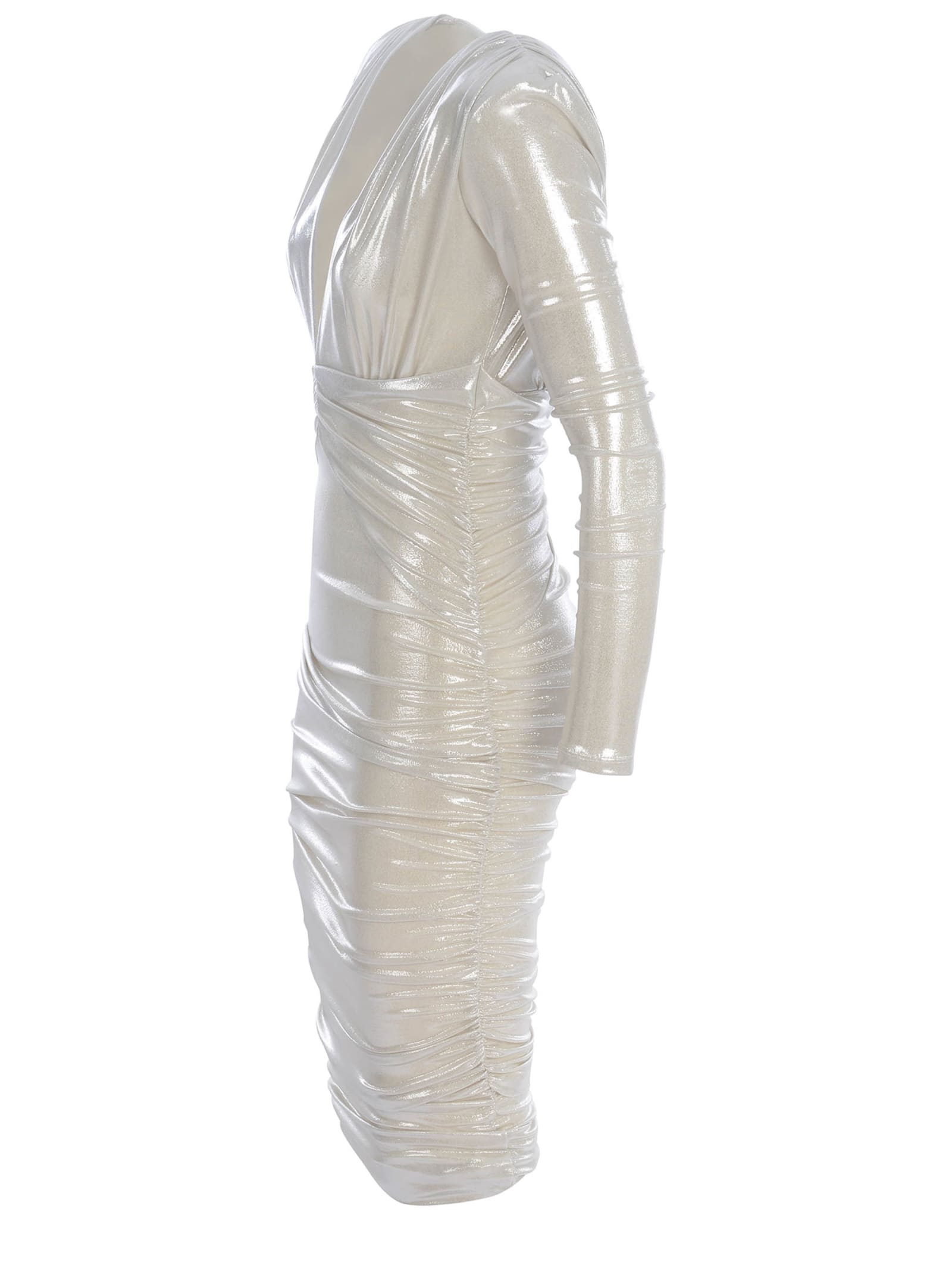Shop Pinko Midi Dress  Alteo Made Of Laminated Jersey In Bianco Perla