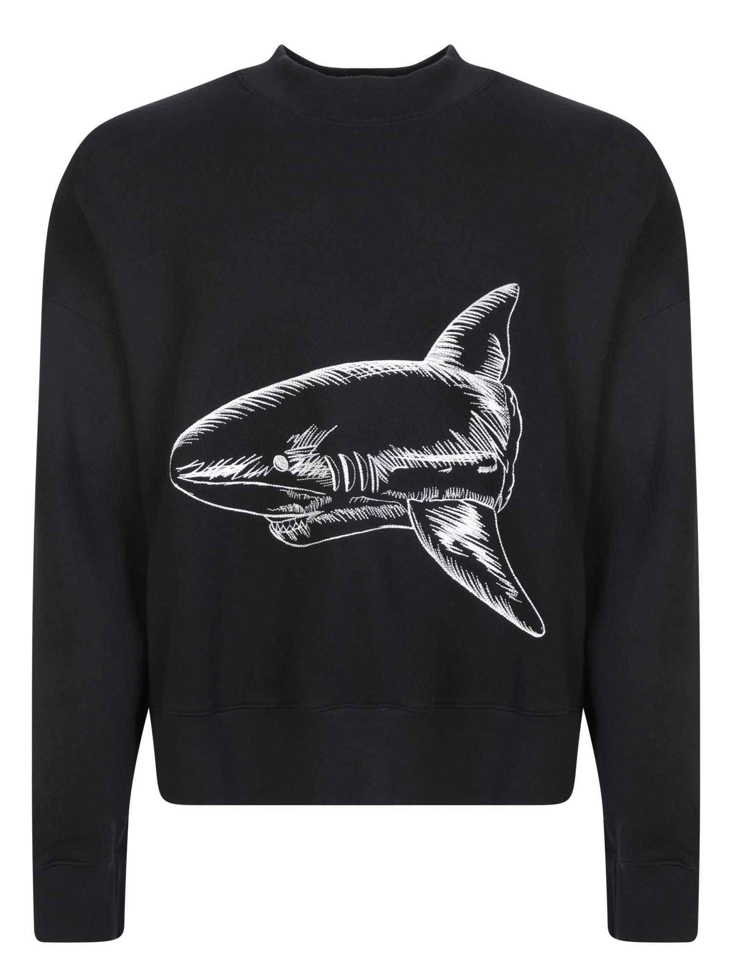 Palm Angels Shark Print T-shirt In Black