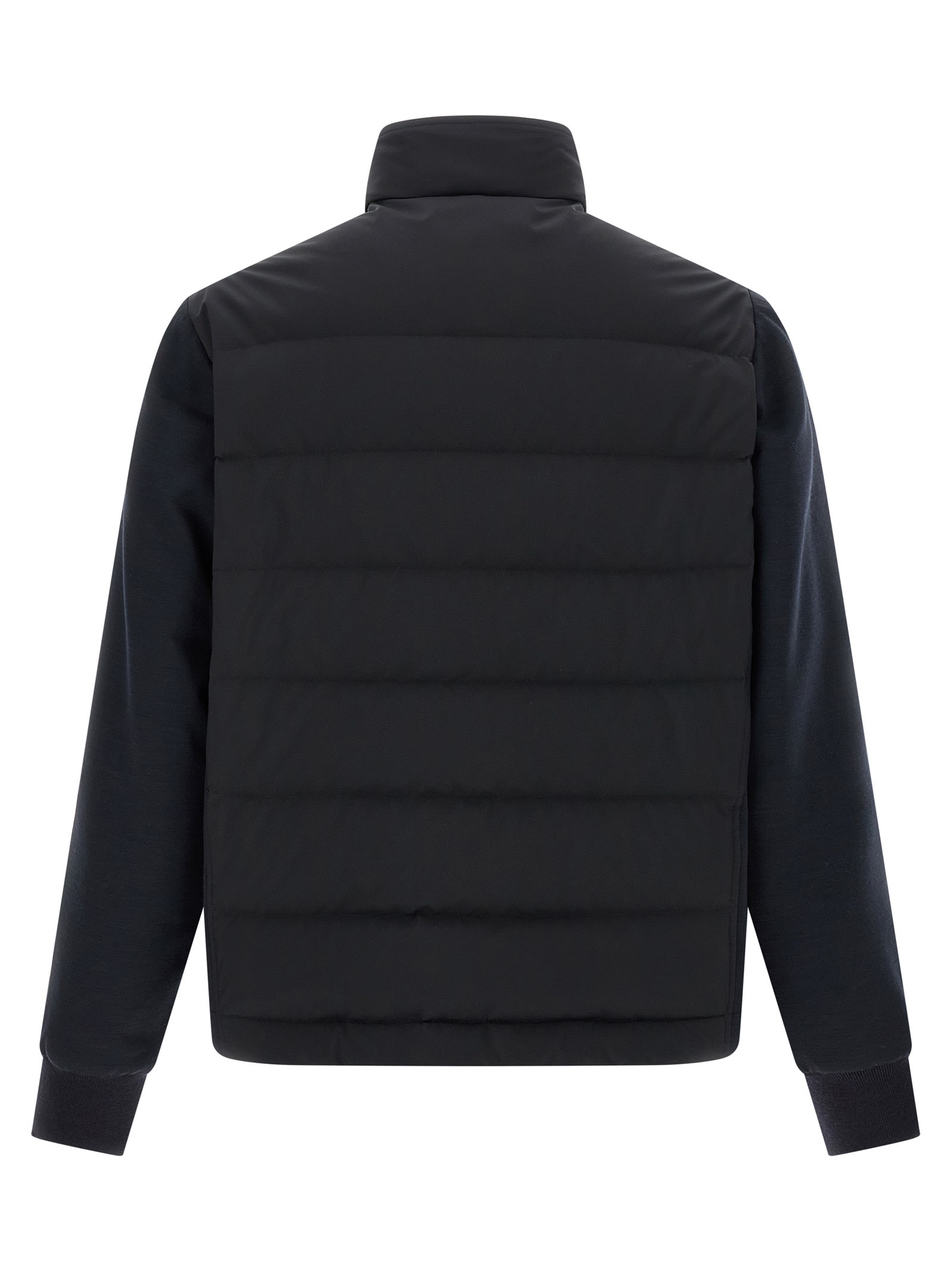 Brioni Tech Fabric Quilted Jacket In Blue
