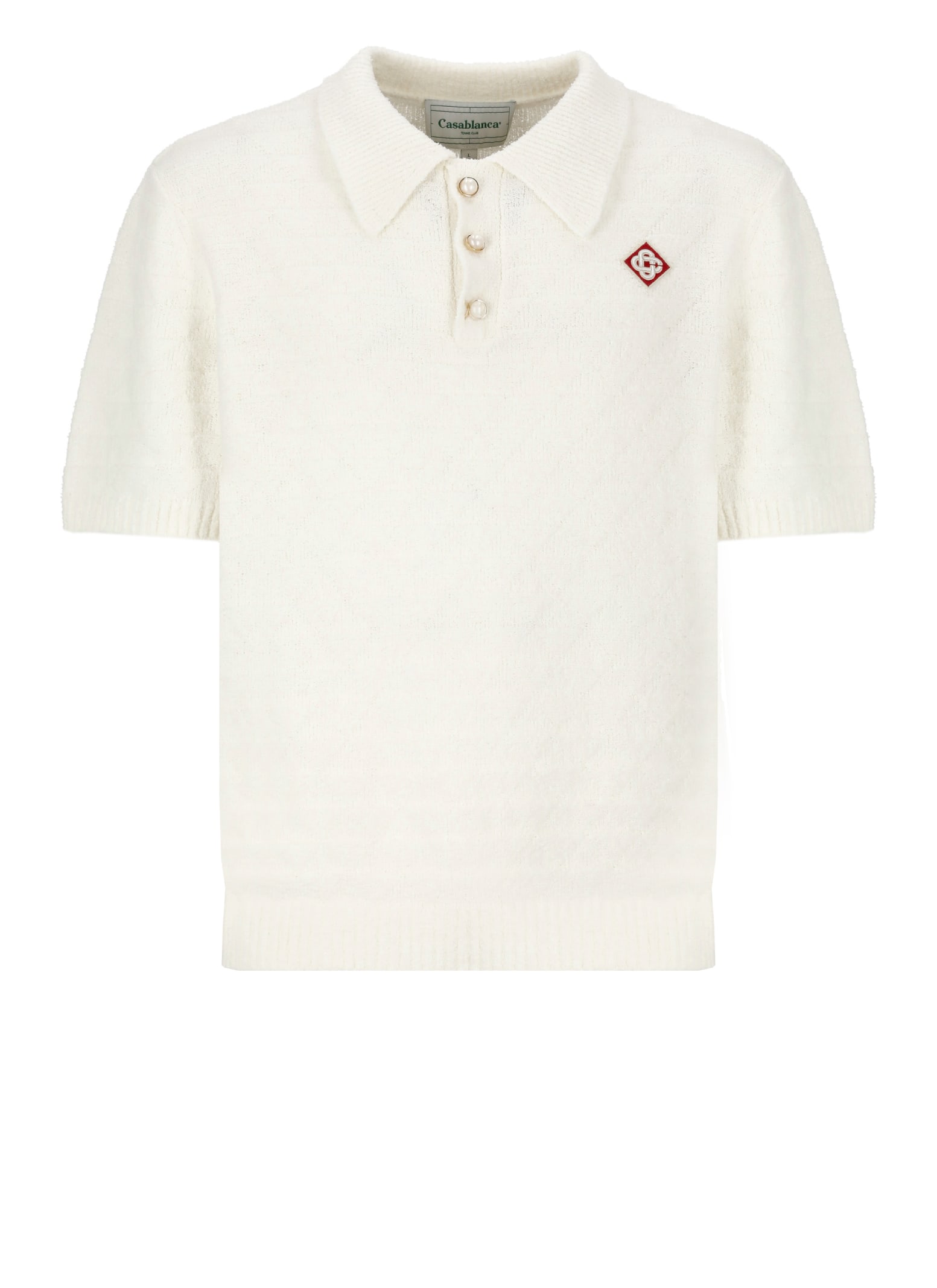 Shop Casablanca Triangle Boucle Polo In Ivory