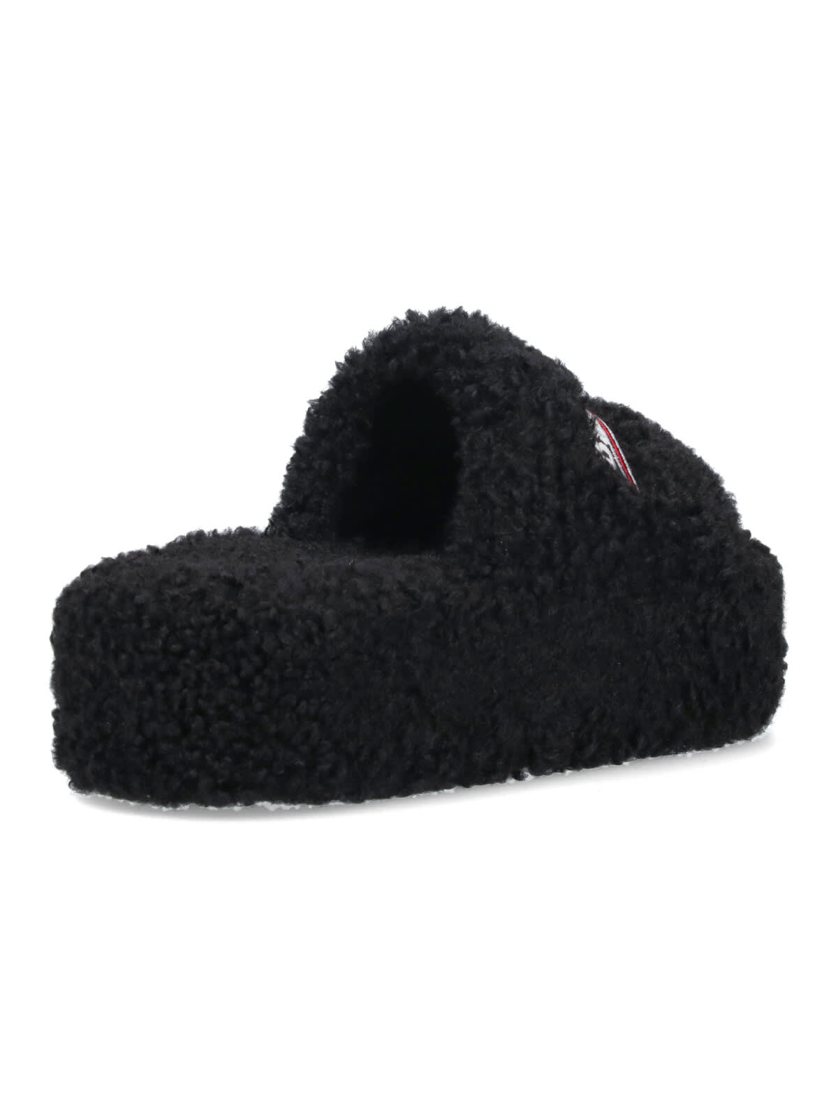 Balenciaga Furry Slide Sandals In Black