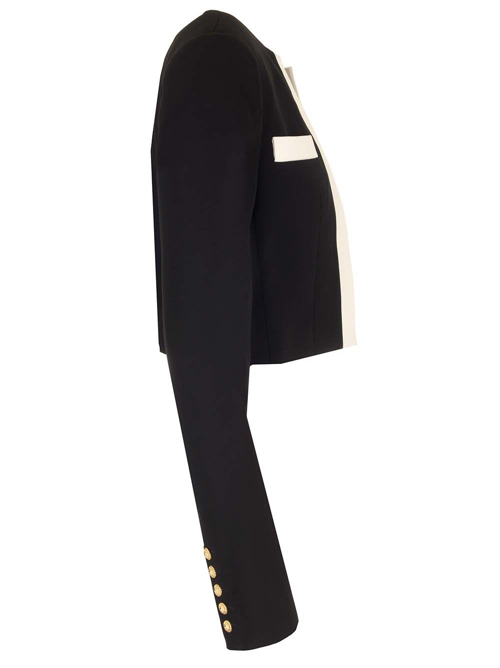 Shop Balmain Spencer In Two-tone Crêpe In Black