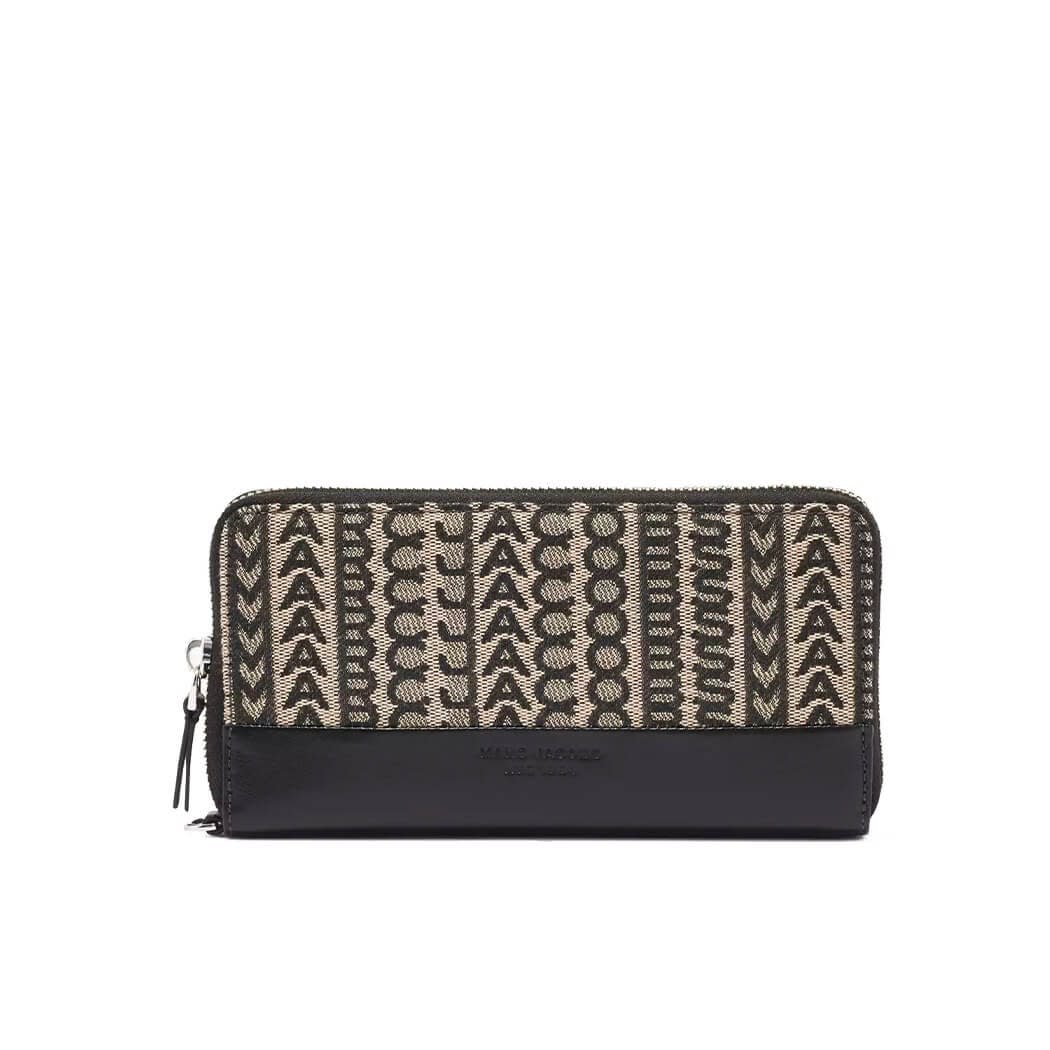 Shop Marc Jacobs The Monogram Jacquard Continental Beige Black Wallet In Beige Multi