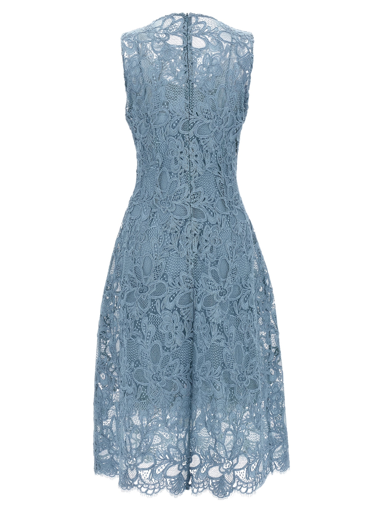 Shop Ermanno Scervino Lace Midi Dress In Light Blue