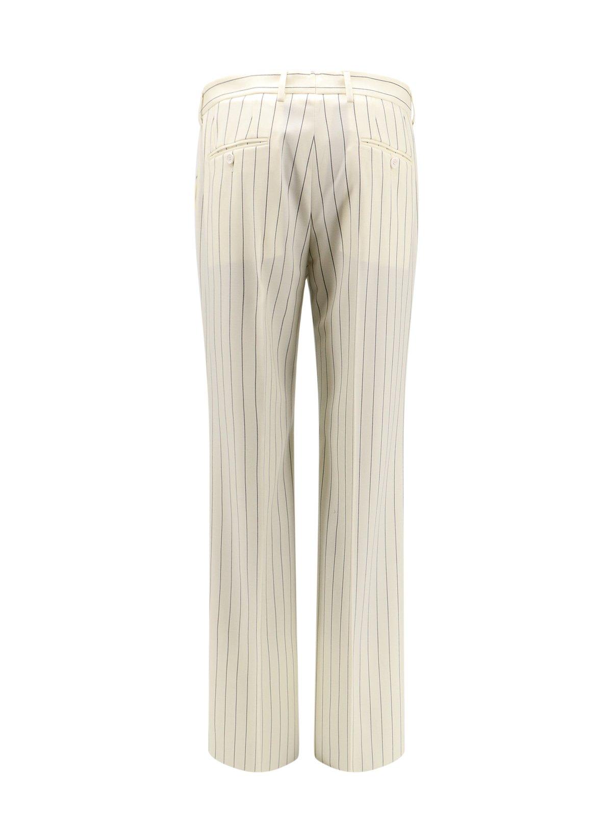 Shop Dolce & Gabbana Striped Pressed Crease Pants In White