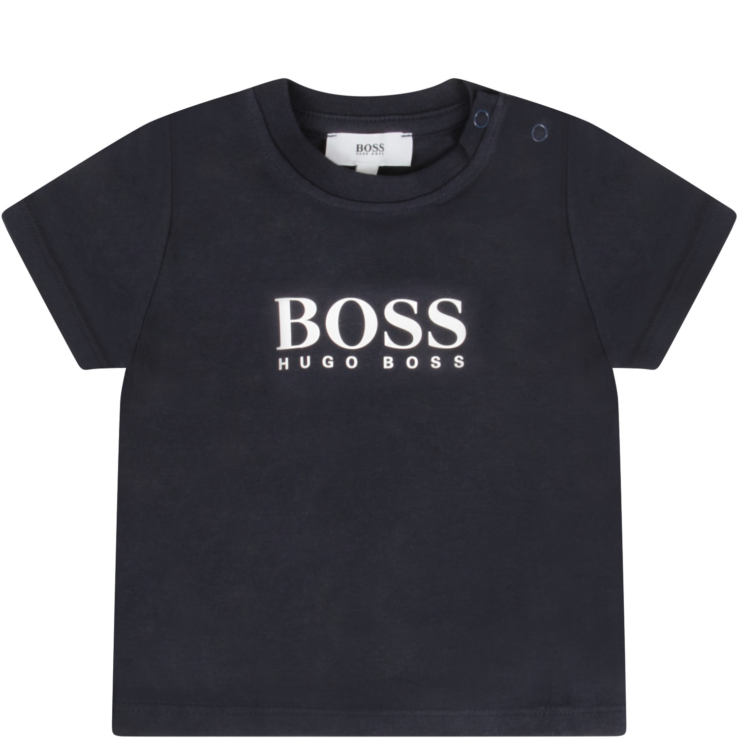 Shop Hugo Boss Blue T-shirt For Baby Boy With Logo