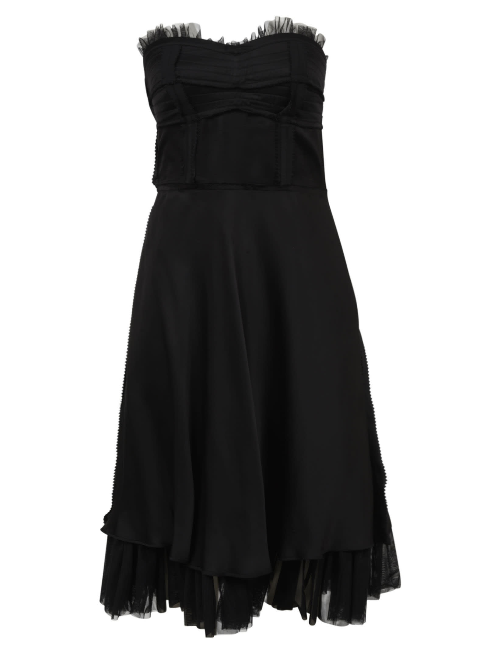Moschino Lace Paneled Slim Dress In Black