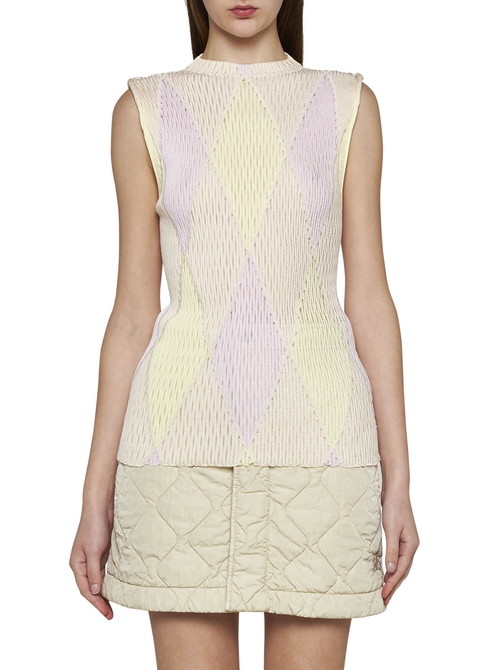 Shop Burberry Top In Cameo Ip Pattern