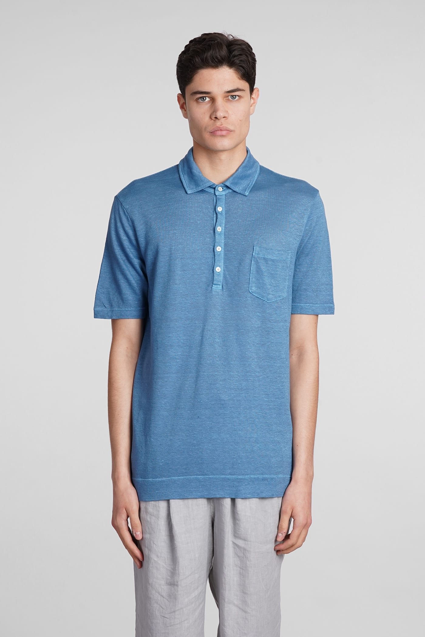 Wembley Polo In Blue Linen
