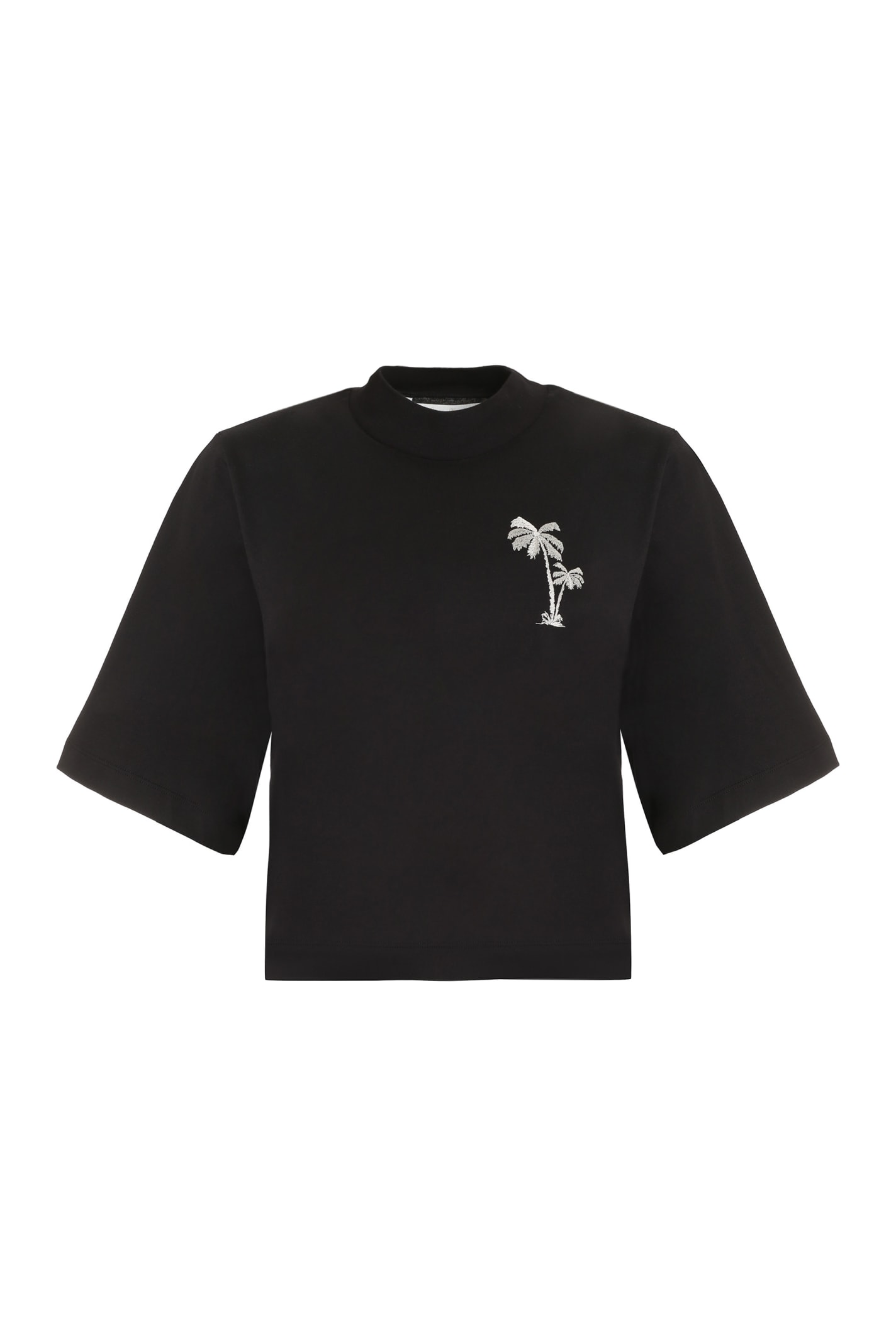 Shop Palm Angels Cotton Crew-neck T-shirt In Off White