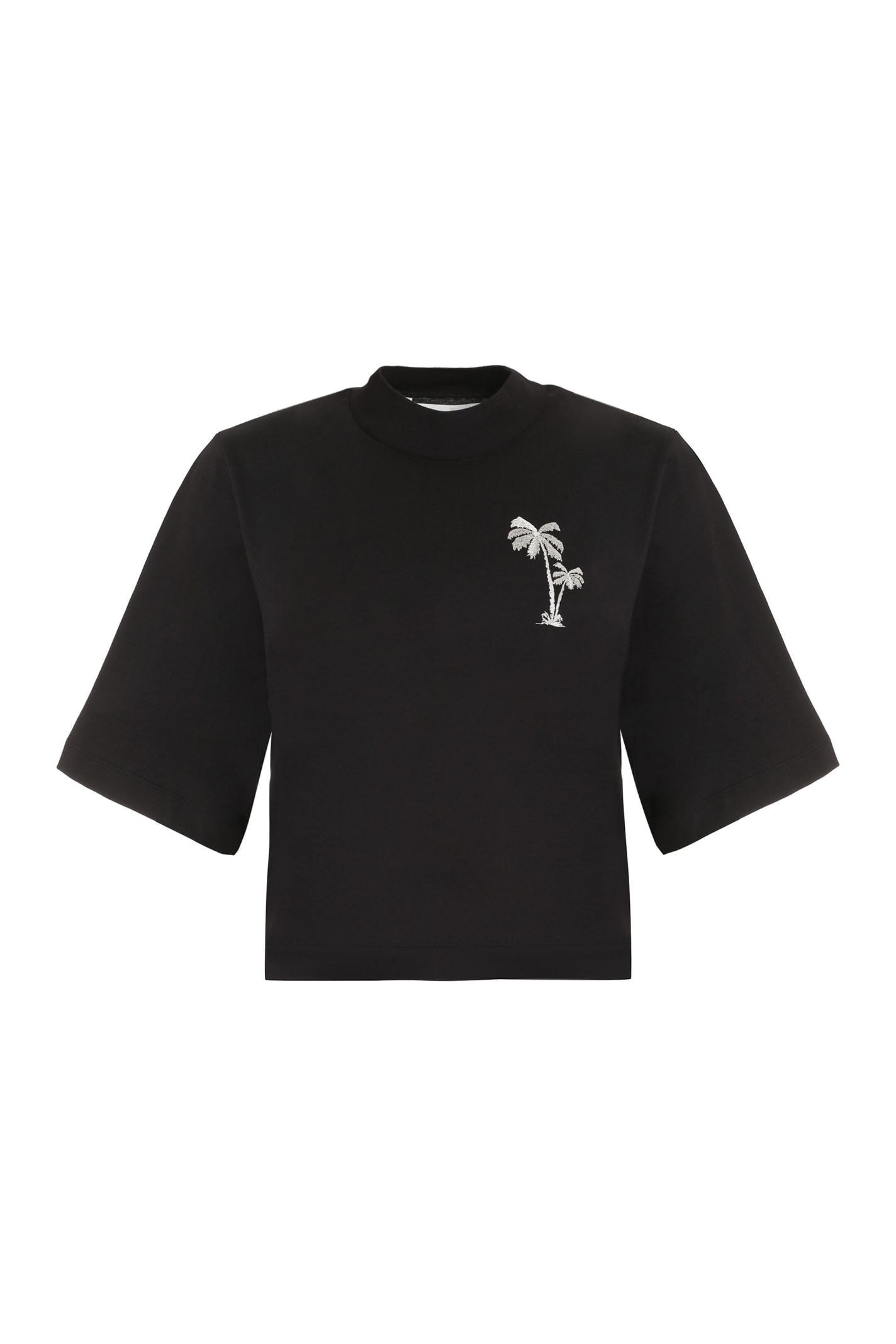 Shop Palm Angels Cotton Crew-neck T-shirt In Black