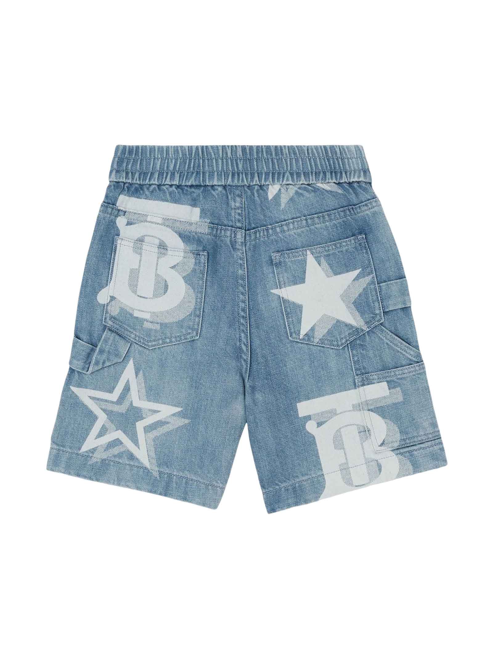 Shop Burberry Blue Denim Bermuda Shorts Boy