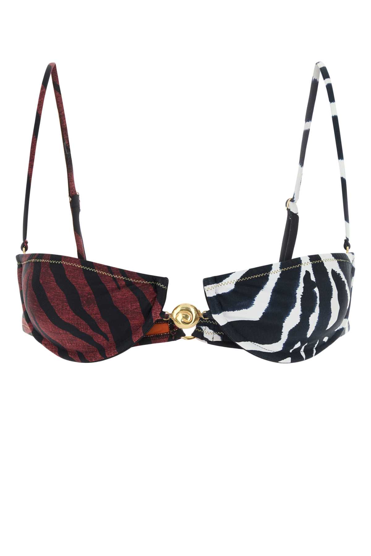 REINA OLGA PRINTED STRETCH NYLON HOMMOND BIKINI TOP