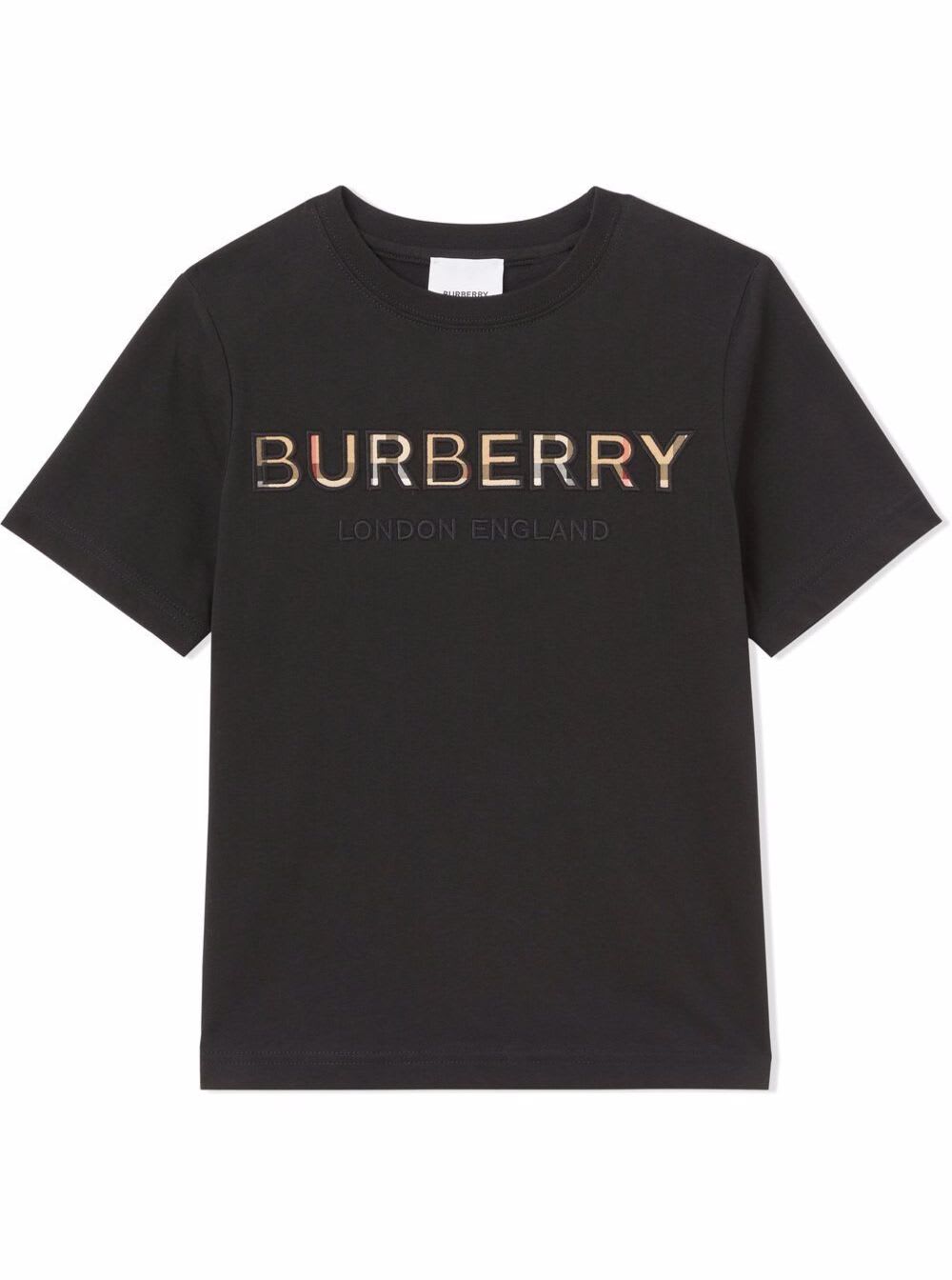Burberry Black Cotton T-shirt With Logo Print