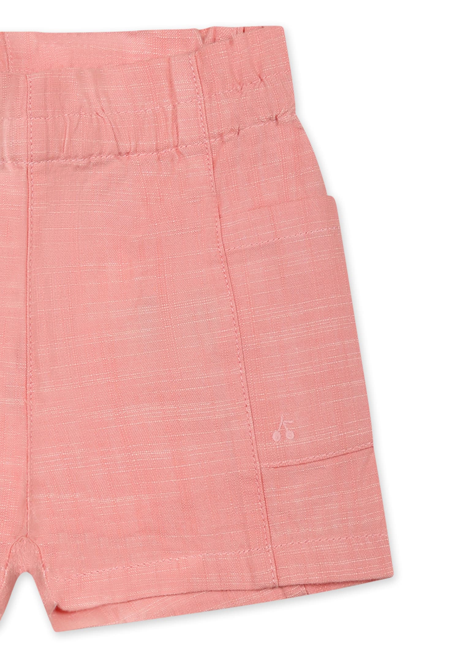 Bonpoint Pink Shorts For Baby Girl With Cherries In Pink