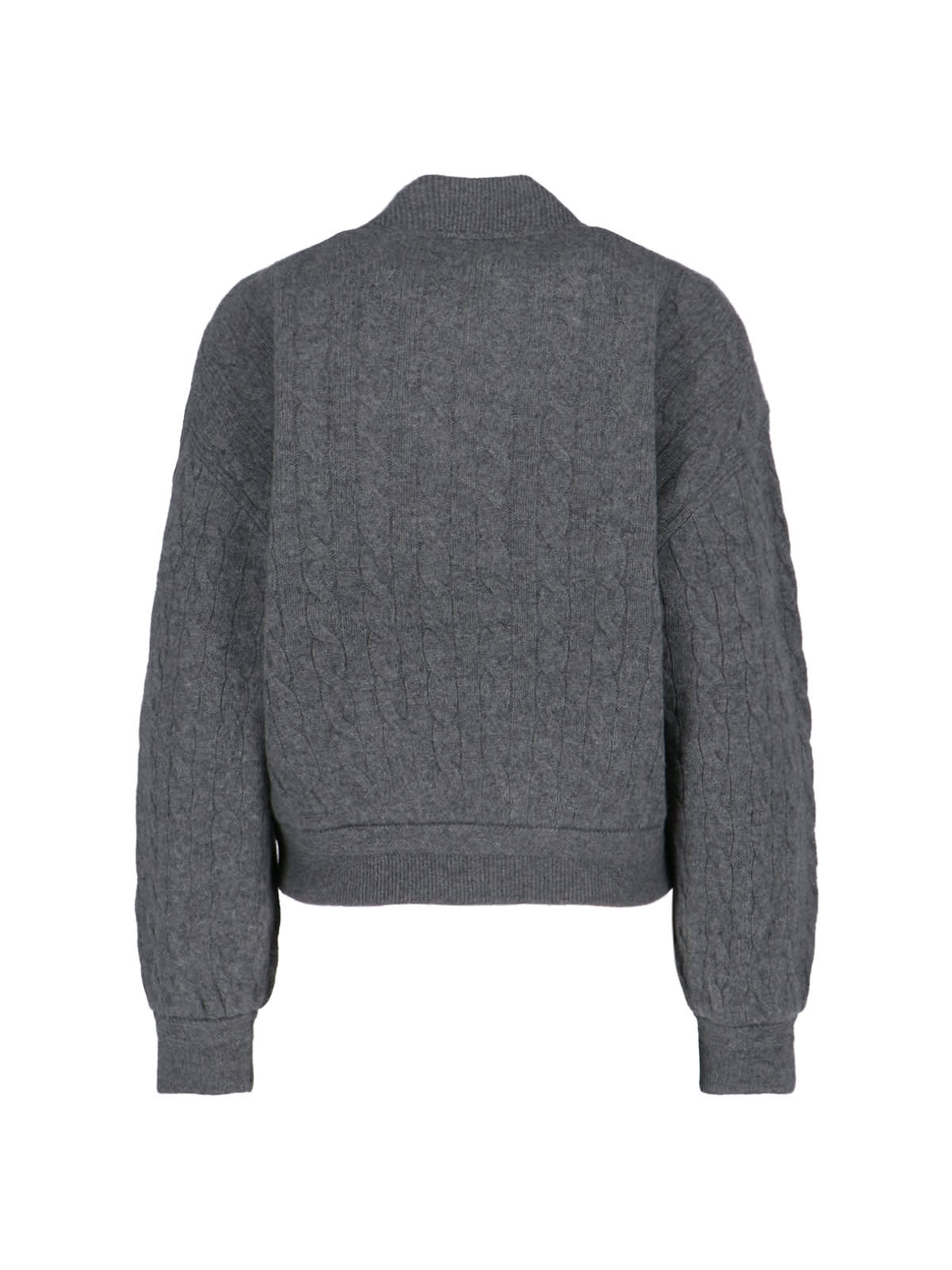 Polo Ralph Lauren Cable-knit Wool And Cashmere Bomber Jacket In Gray