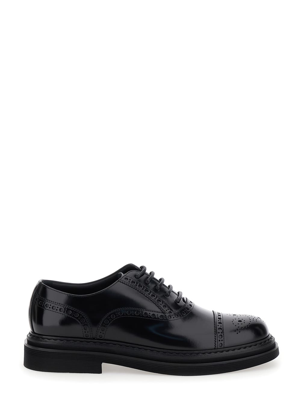 Shop Dolce & Gabbana Black Oxfords With Brogue Detailing In Leather Man