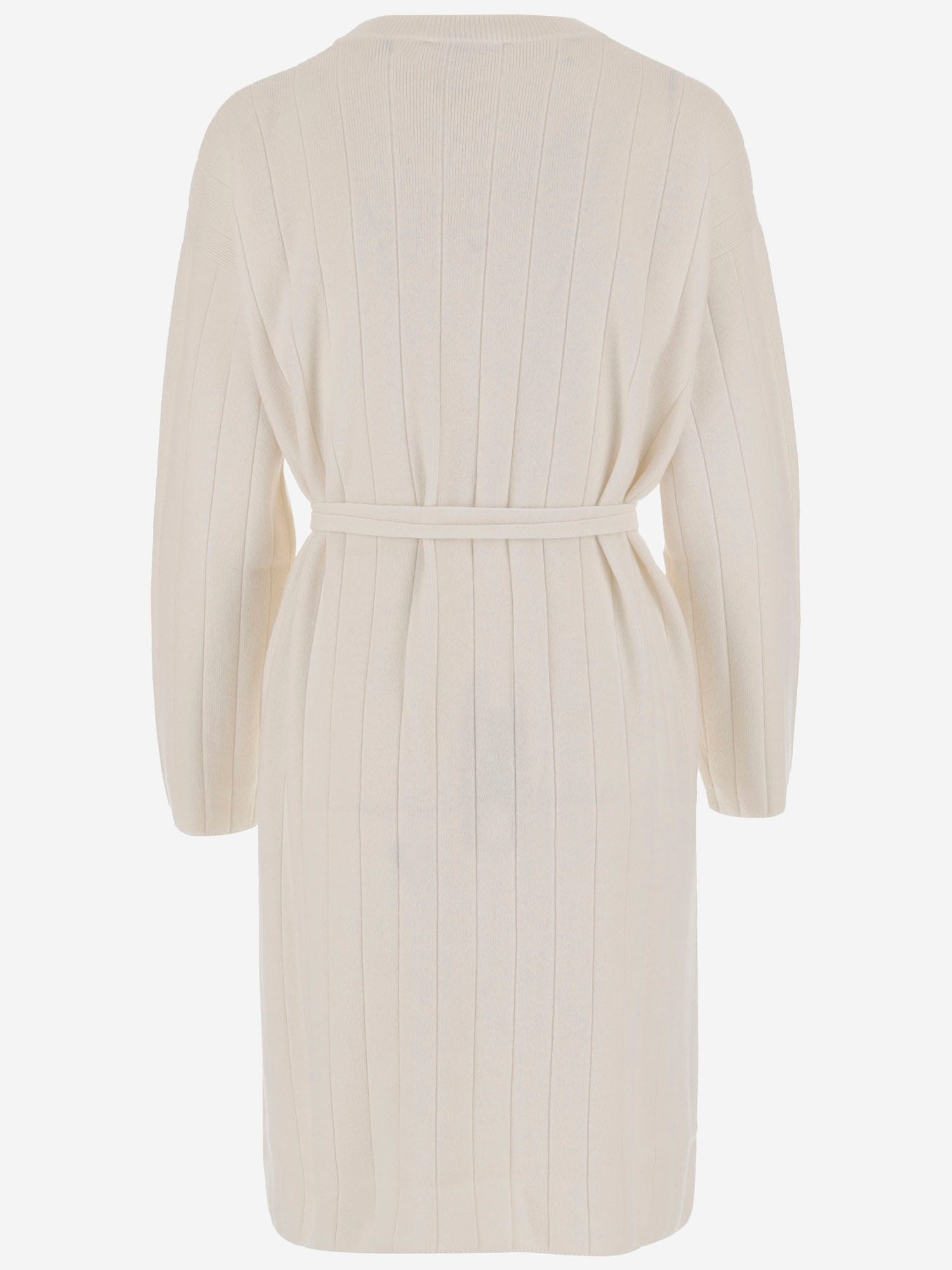 Max Mara Long Cashmere Cardigan In White